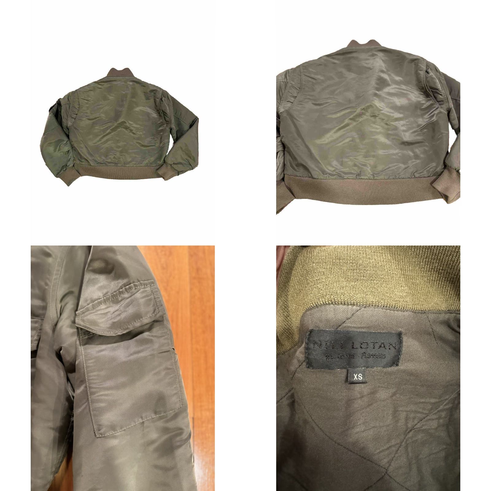 Nili Lotan NILI LOTAN Jacket Nylon Bomber XS Army Green Womens Short Vintage? (No N/A) Size XS / US 0-2 / IT 36-38 - 8 Thumbnail