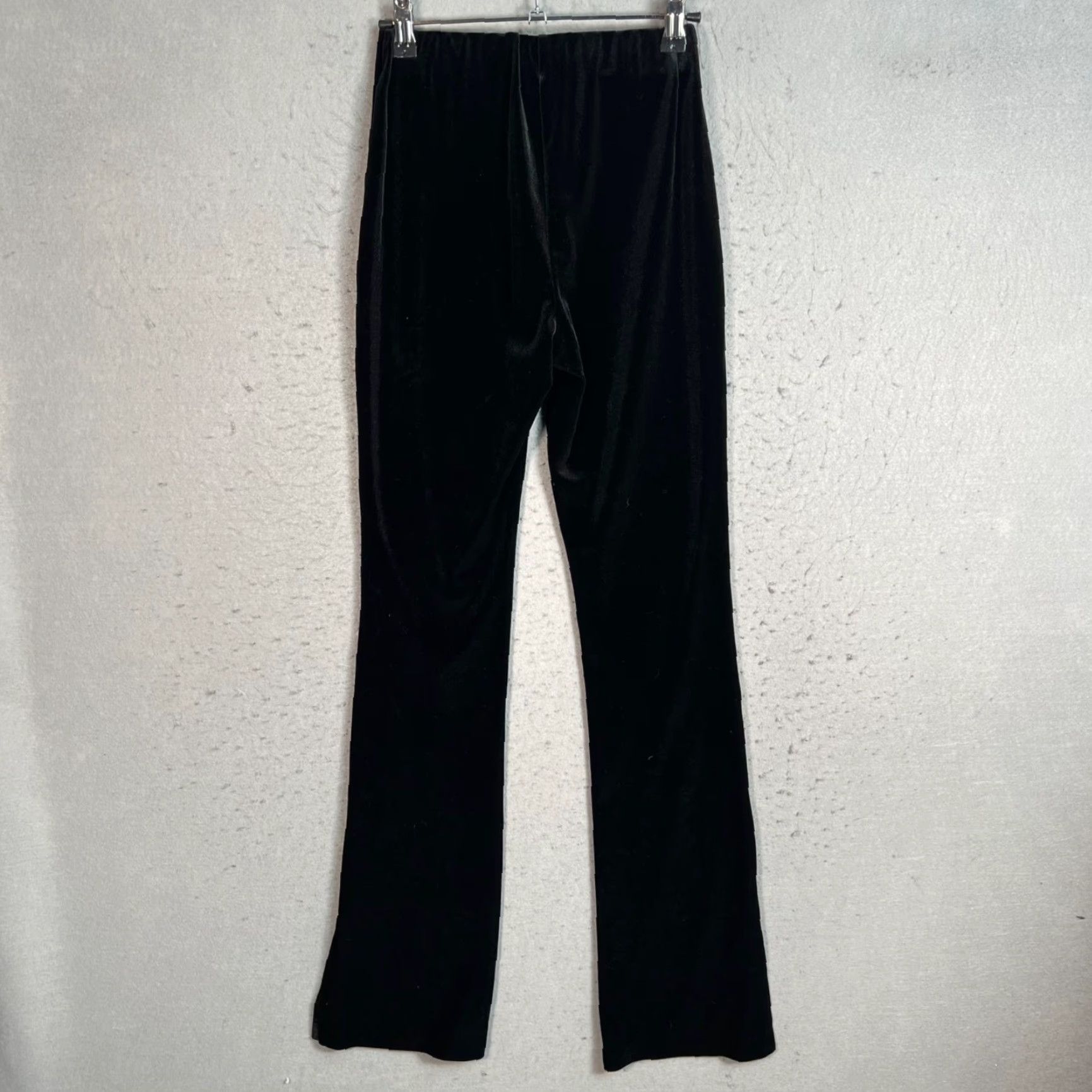 Zara Zara Womens Size Small Black Flared Stretch Pants Velvet Soft Touch Size 28" / US 6 / IT 42 - 2 Thumbnail