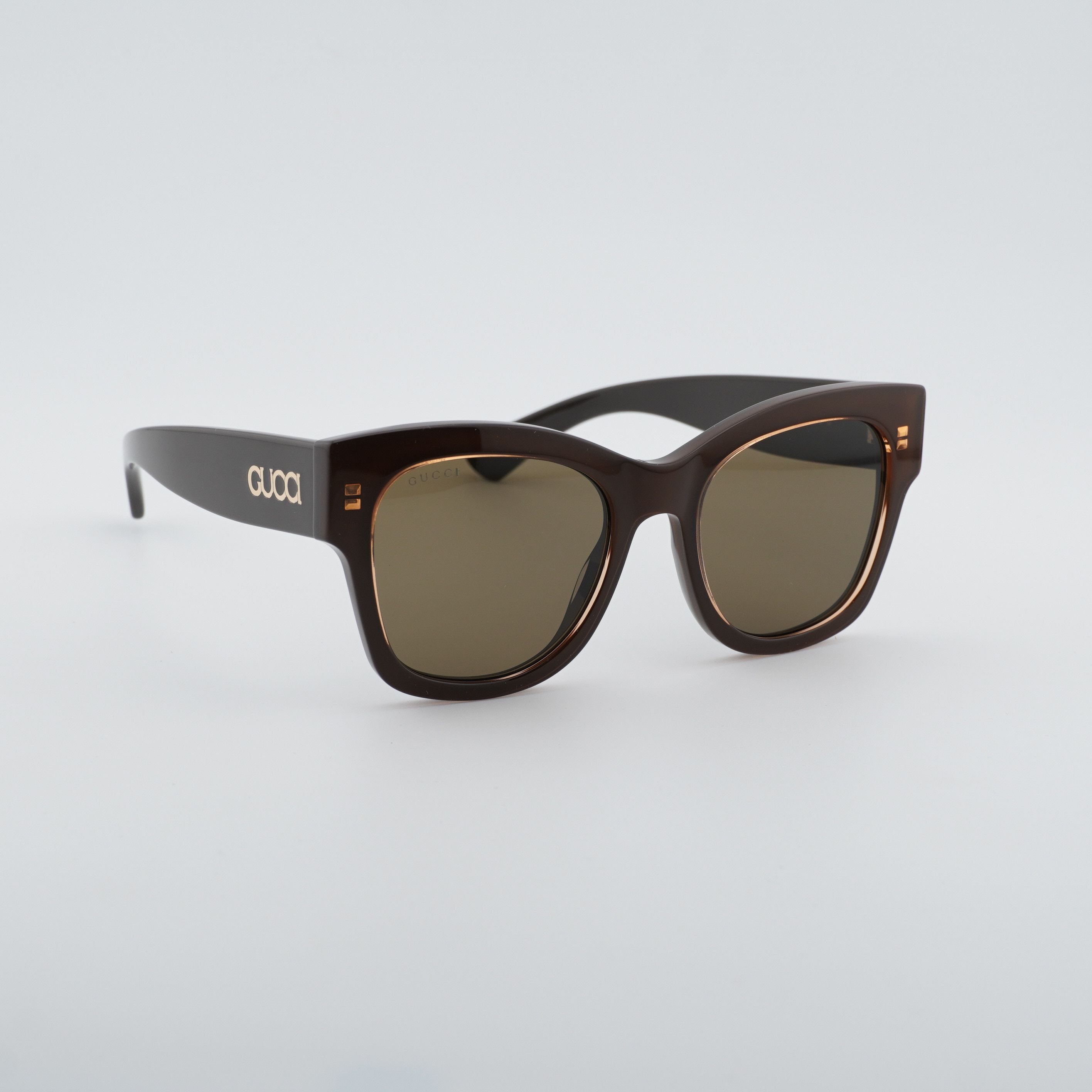 Gucci Gucci GG1789S 004 Sunglasses Peach/Brown Square Frame Size ONE SIZE - 1 Thumbnail
