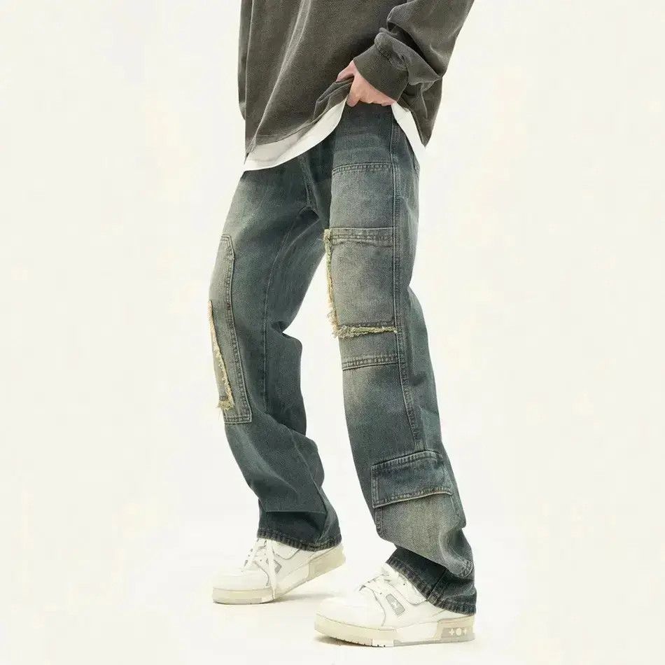 Japanese Brand Jeans wide leg luxury baggy straight hip-hop style pants Y2k Size US 32 / EU 48 - 6 Thumbnail
