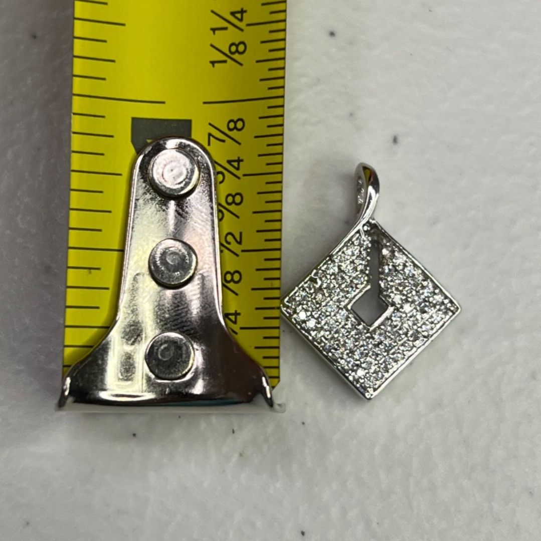 Other Square Shaped Silver Tone Cubic Zirconia Pendant Size ONE SIZE - 5 Thumbnail