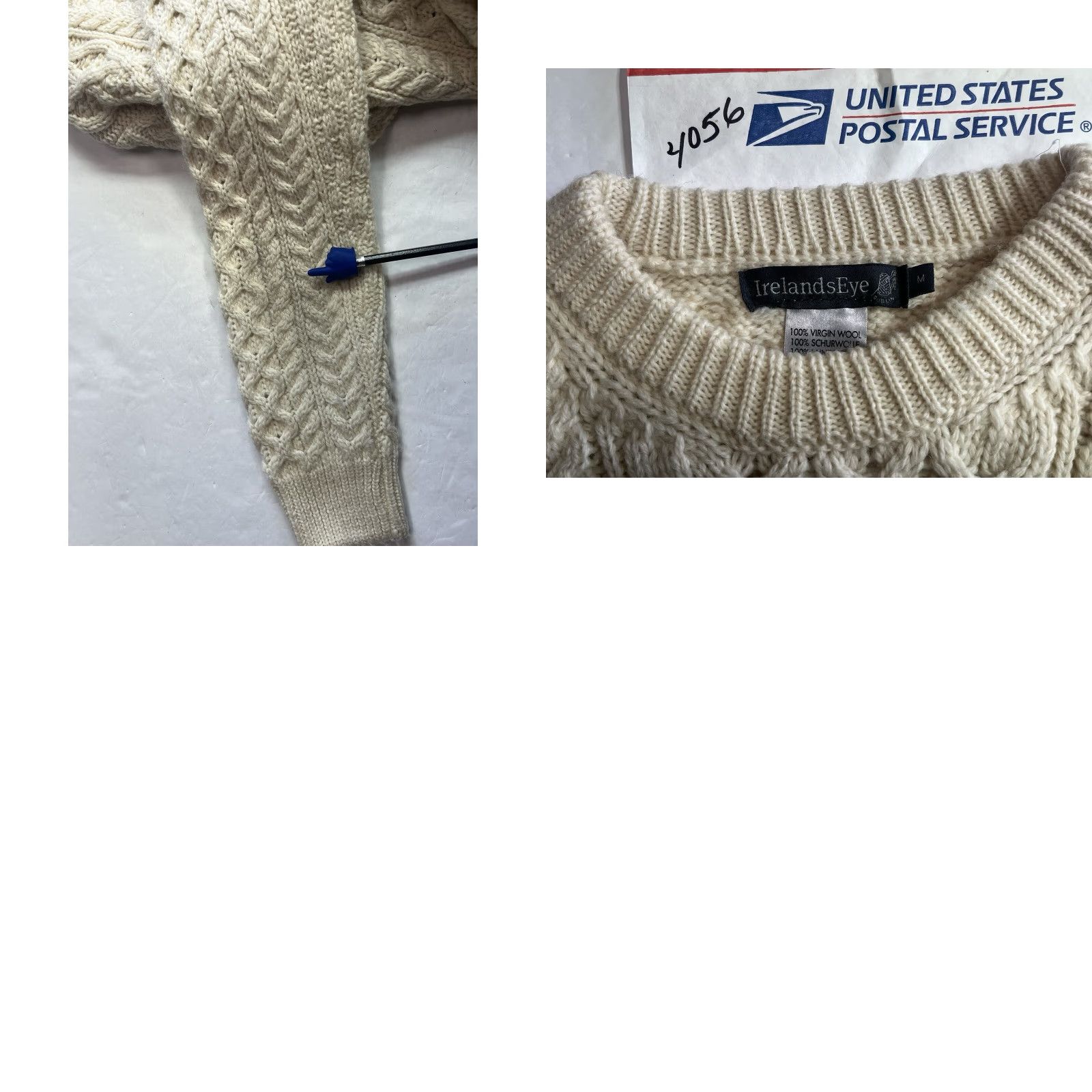 Vintage VINTAGE Ireland's Eye Ivory Cable Knit Fisherman Wool Sweater Women M Crew Neck Pullover See all pics See all Pics Sleeves Stains Mens? Wait. Size M / US 6-8 / IT 42-44 - 9 Thumbnail