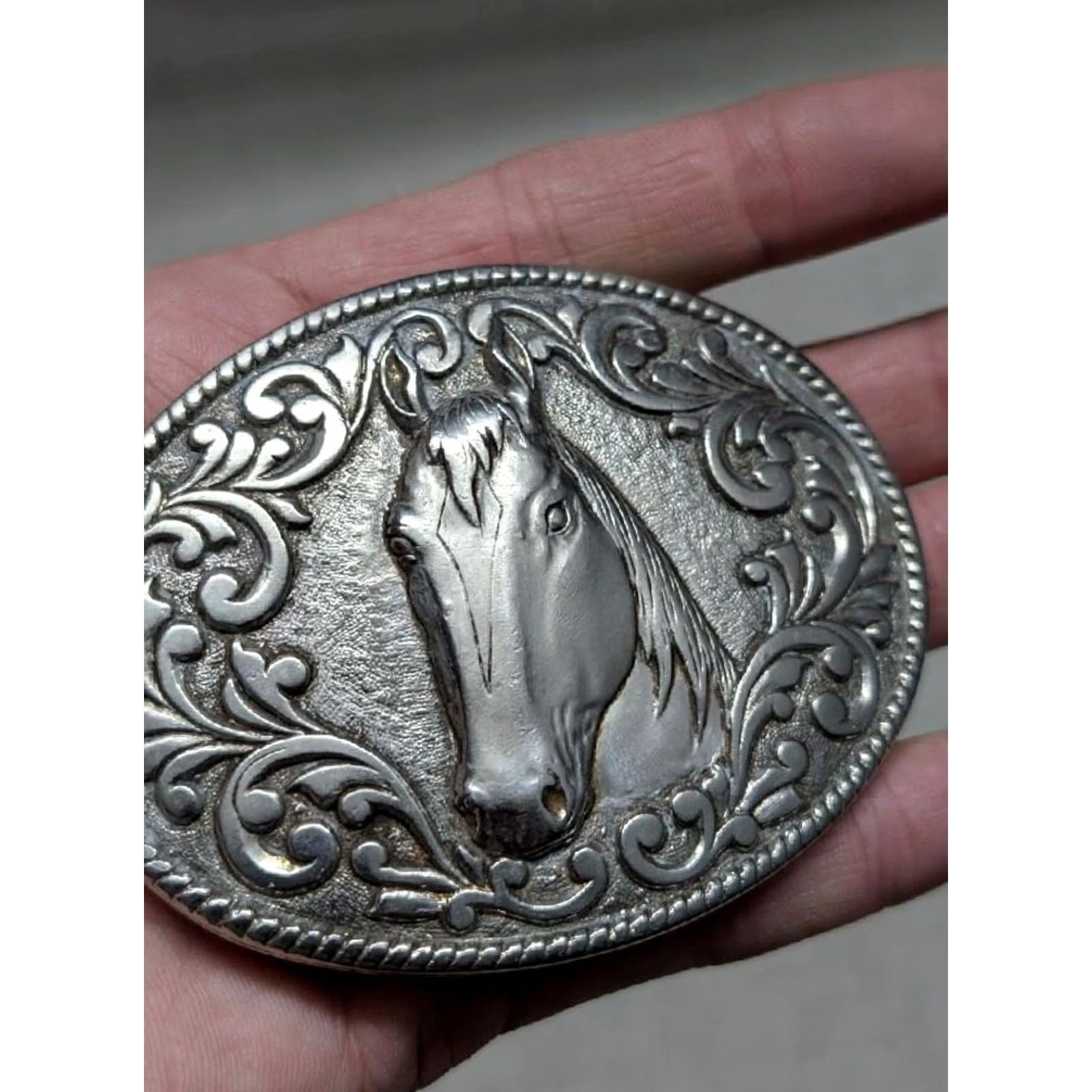Vintage VINTAGE Chambers USA made HORSE belt buckle BRASS 24 KT GOLD PLATE Western Southwest Cowboy Men Buckle 2.75 x 3.5" Adjustable 1.5 in Size ONE SIZE - 2 Thumbnail