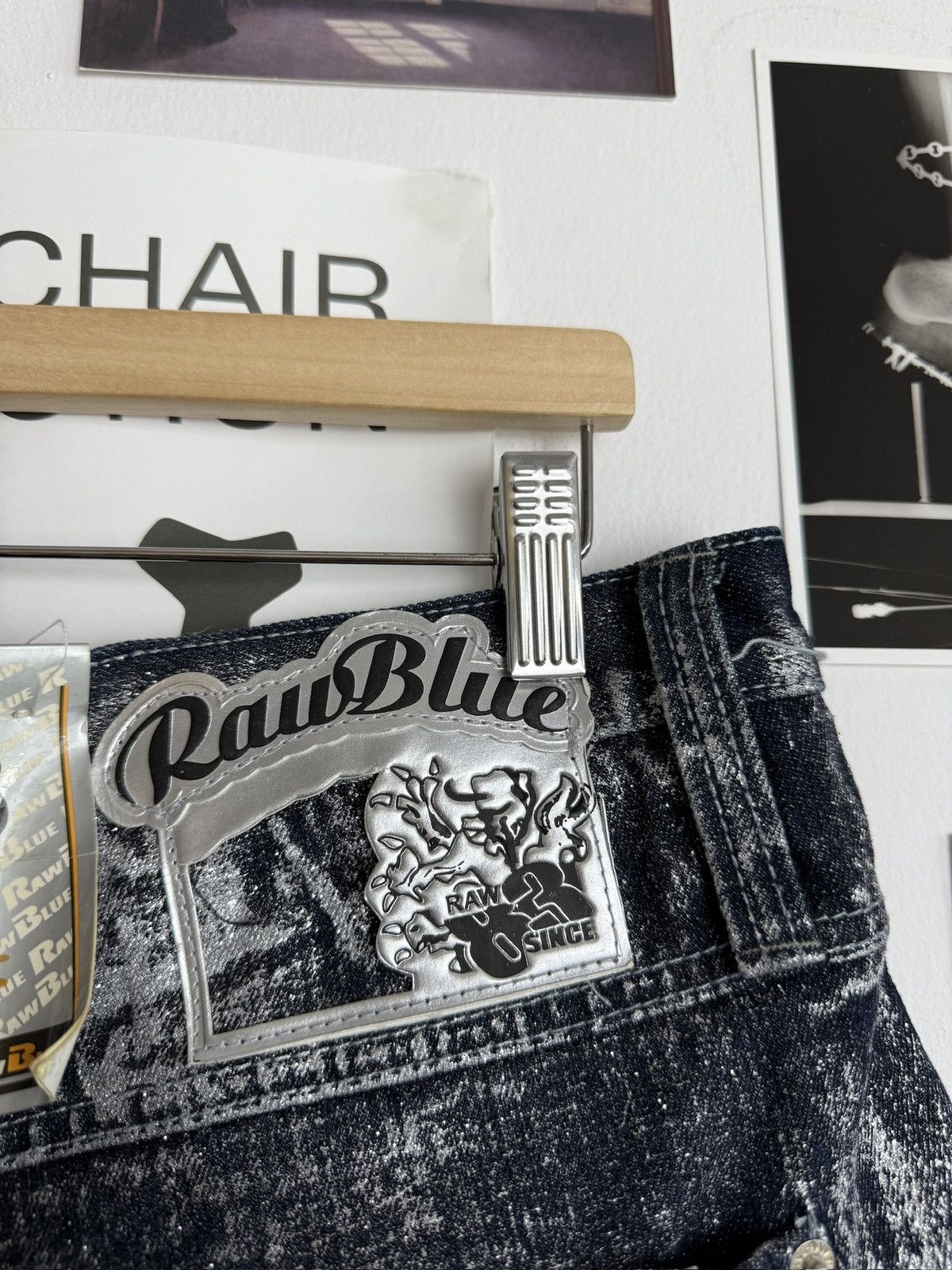 Fubu Vintage y2k Raw Blue baggy denim glitter shorts 36 skate rap Size US 36 / EU 52 - 9 Thumbnail
