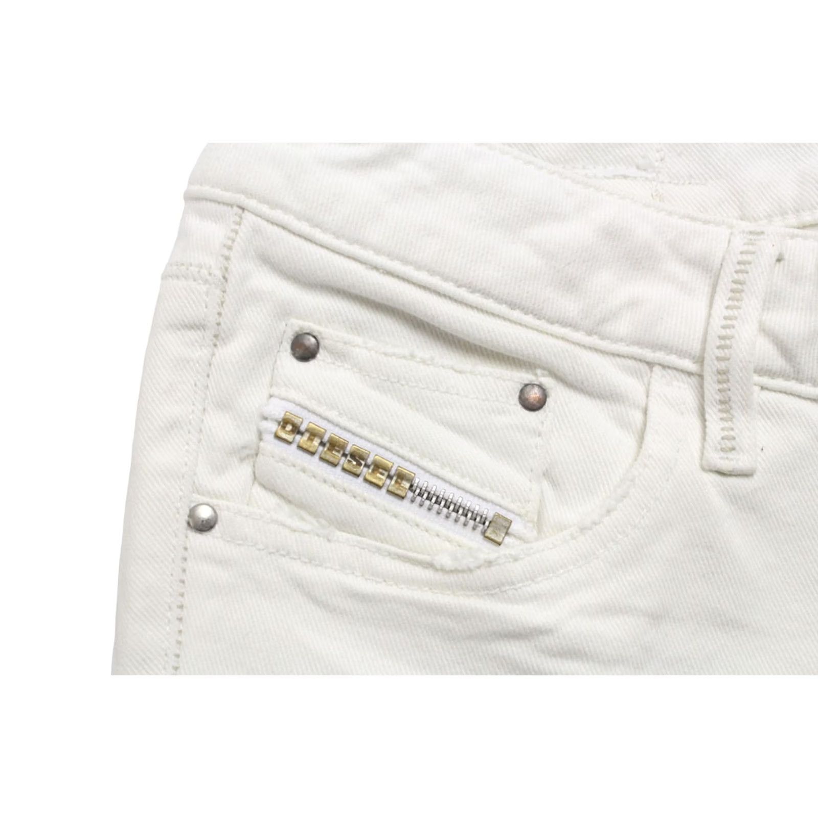 Diesel DIESEL Cuddy 008SK_Stretch Jeans Women's W30/L34 Distressed Button Fly White Jeans Size 30" / US 8 / IT 44 - 5 Thumbnail