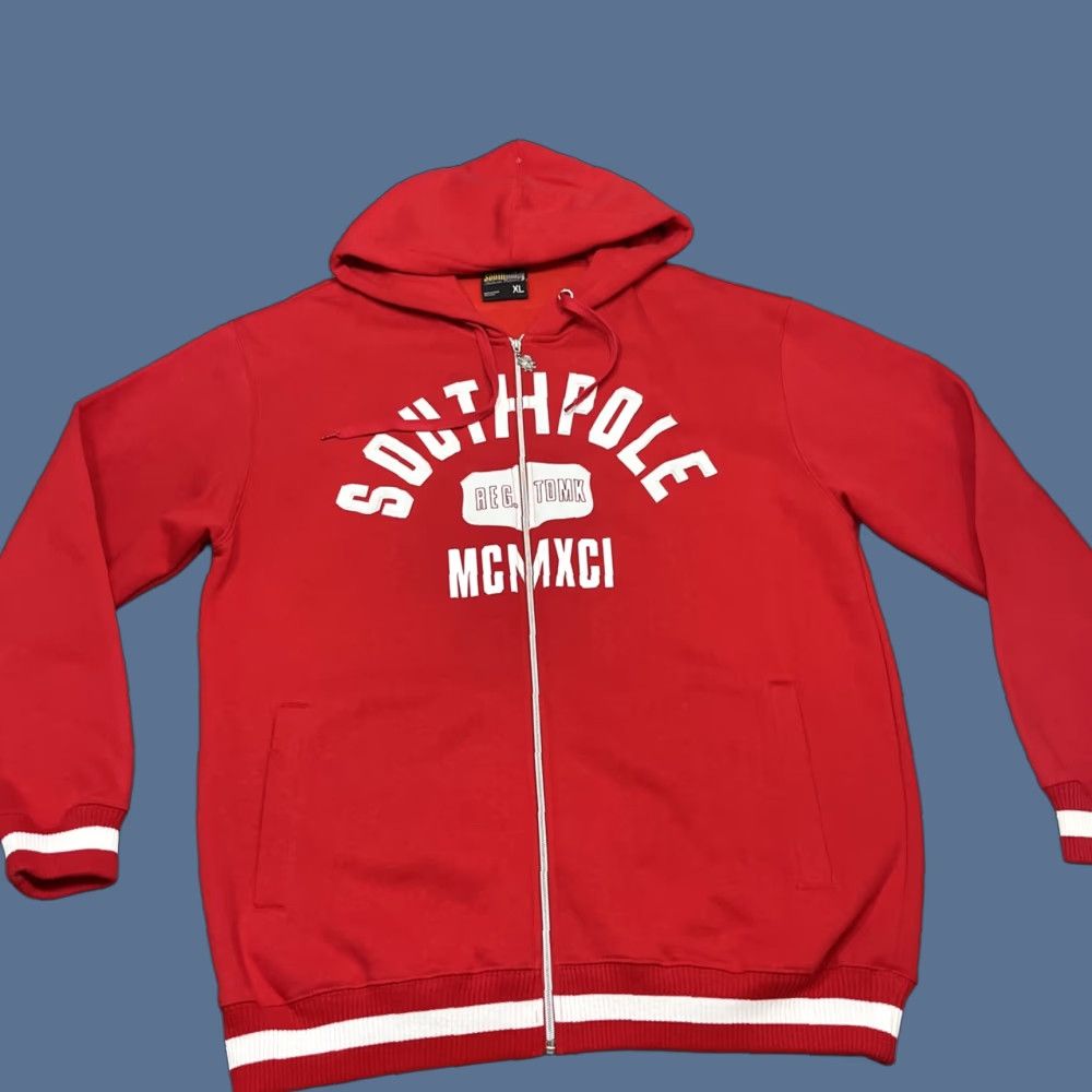 Southpole VINTAGE SOUTHPOLE Hoodie XL Men Red Full Zip Hooded Pockets Tribal Streetwear Goth Grunge Size US XL / EU 56 / 4 - 1 Thumbnail