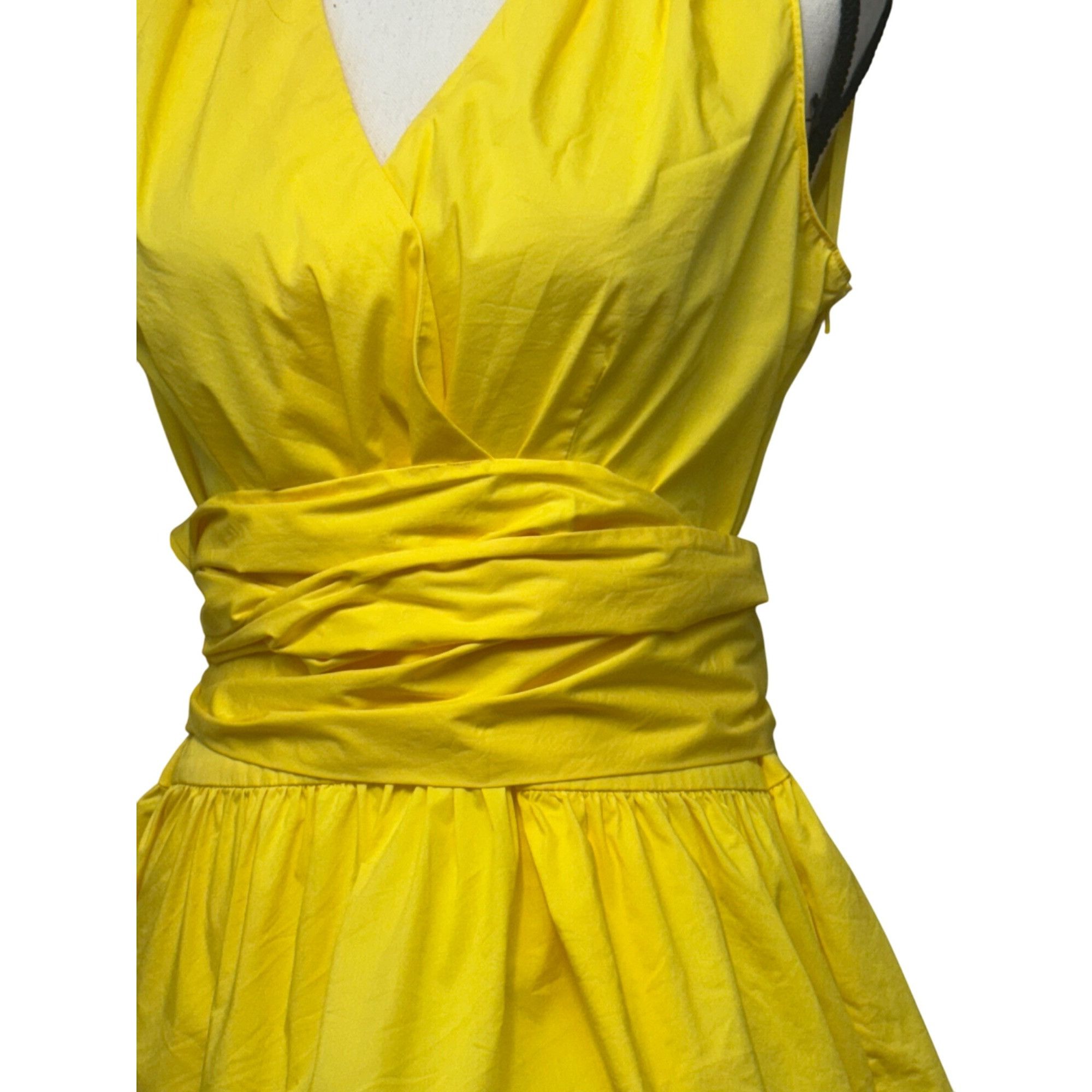 1901 1901 Surplice Wrap Peplum Sleeveless Blouse in Yellow, Sz. Size XL / US 12-14 / IT 48-50 - 2 Thumbnail