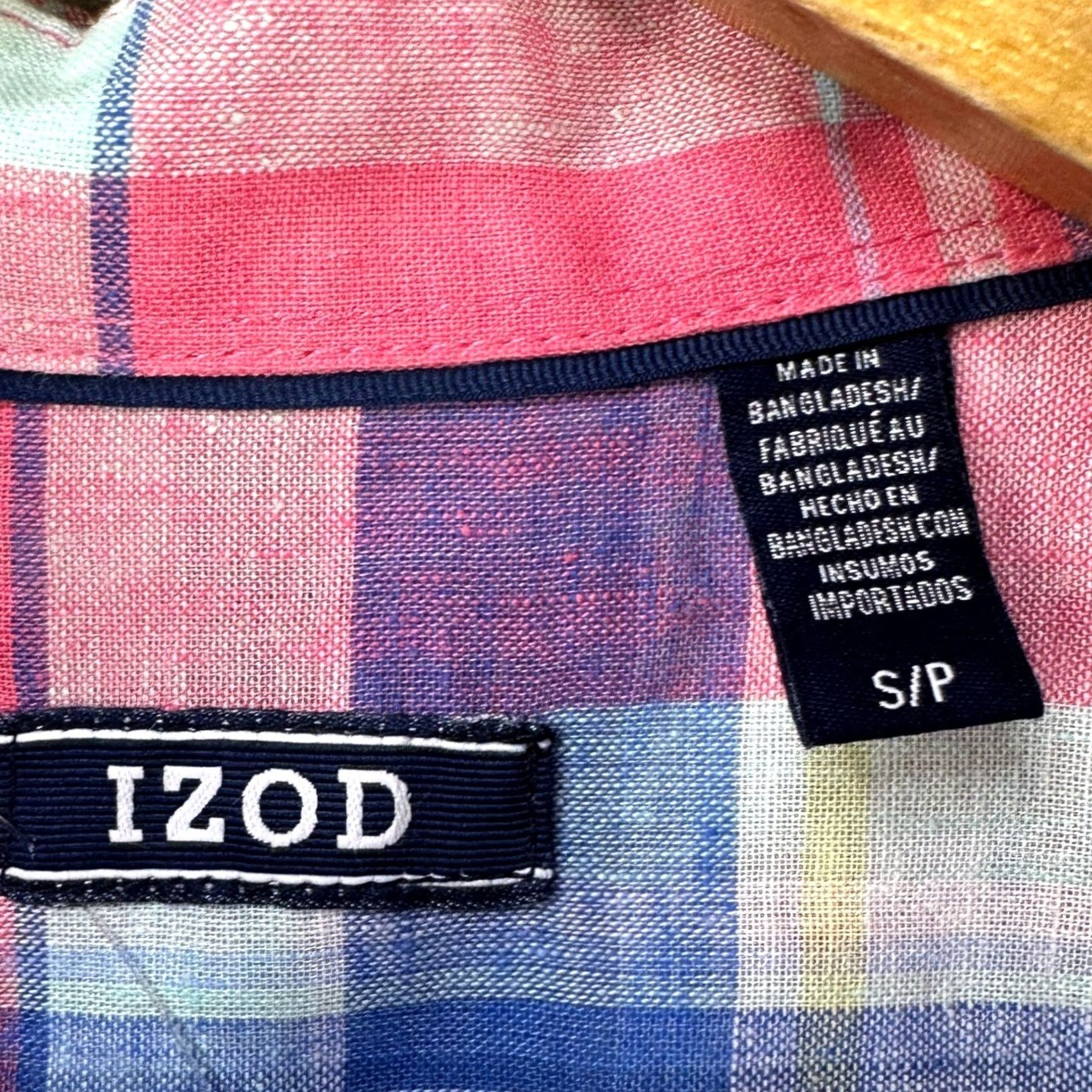 Izod IZOD Mens Linen Blend Shirt Small Pink Plaid Short Sleeve Button Up Pocket NEW Shirt Mens Small Pink Plaid Short Sleeve Button-Up Pocket IZOD Size US S / EU 44-46 / 1 - 4 Thumbnail