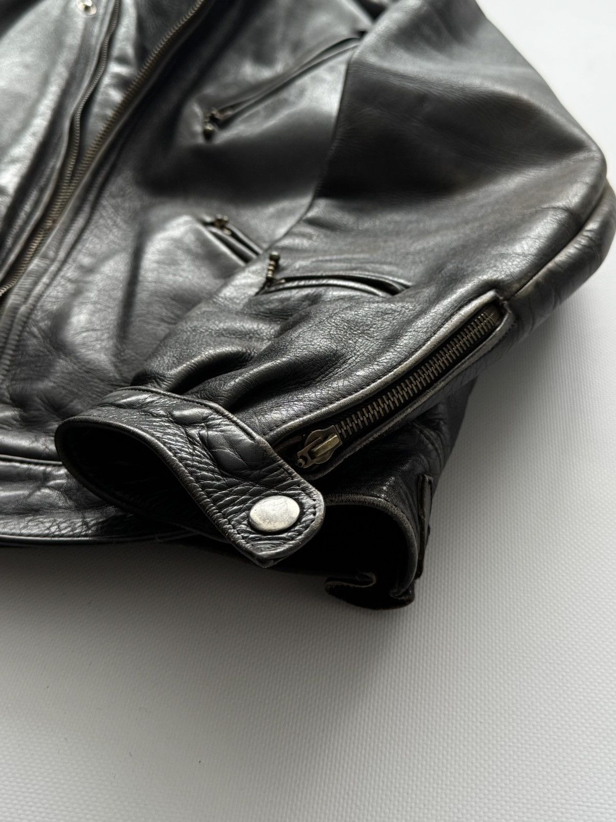 Vintage 1940s Austrian Motorcycle Black Leather Jacket Size US M / EU 48-50 / 2 - 6 Thumbnail