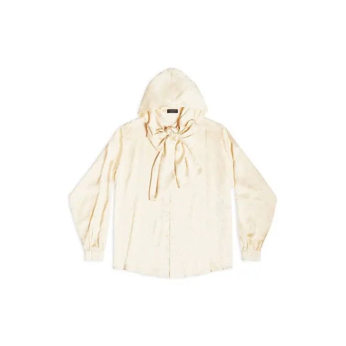 Balenciaga o1bcso1str0326 Hooded Blouse in Ivory Size M / US 6-8 / IT 42-44 - 1 Thumbnail