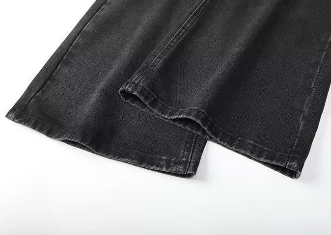 Japanese Brand × Jean Vintage washed worn black ripped micro flare jeans y2k Size US 32 / EU 48 - 5 Thumbnail