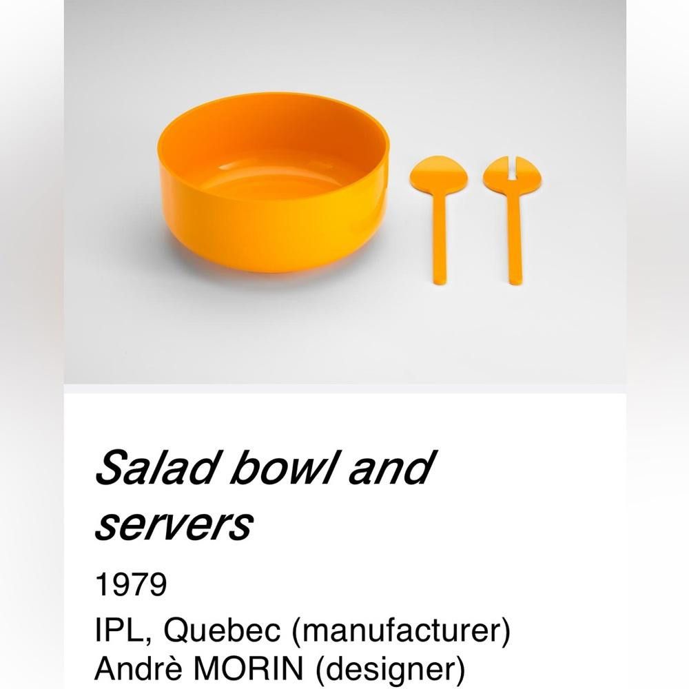 Designer Vintage 1979 Salad Bowl and Servers Set by André Morin Size ONE SIZE - 5 Thumbnail