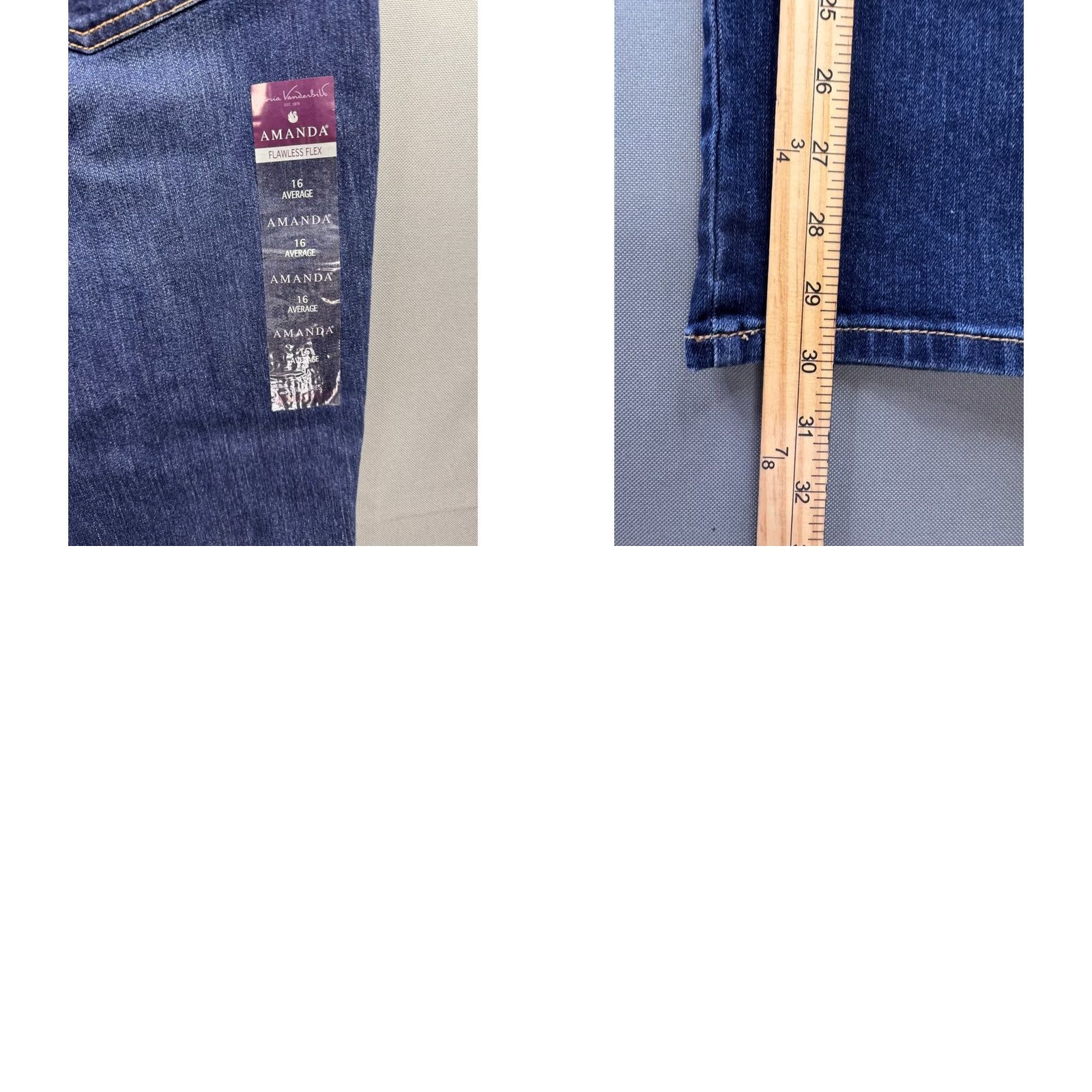 Gloria Vanderbilt Gloria Vanderbilt Amanda Jeans Womens 16W Dark Wash Denim Tapered Leg High Rise Classic Rise 5-Pocket Size 38" / US 16 / IT 52 - 9 Thumbnail