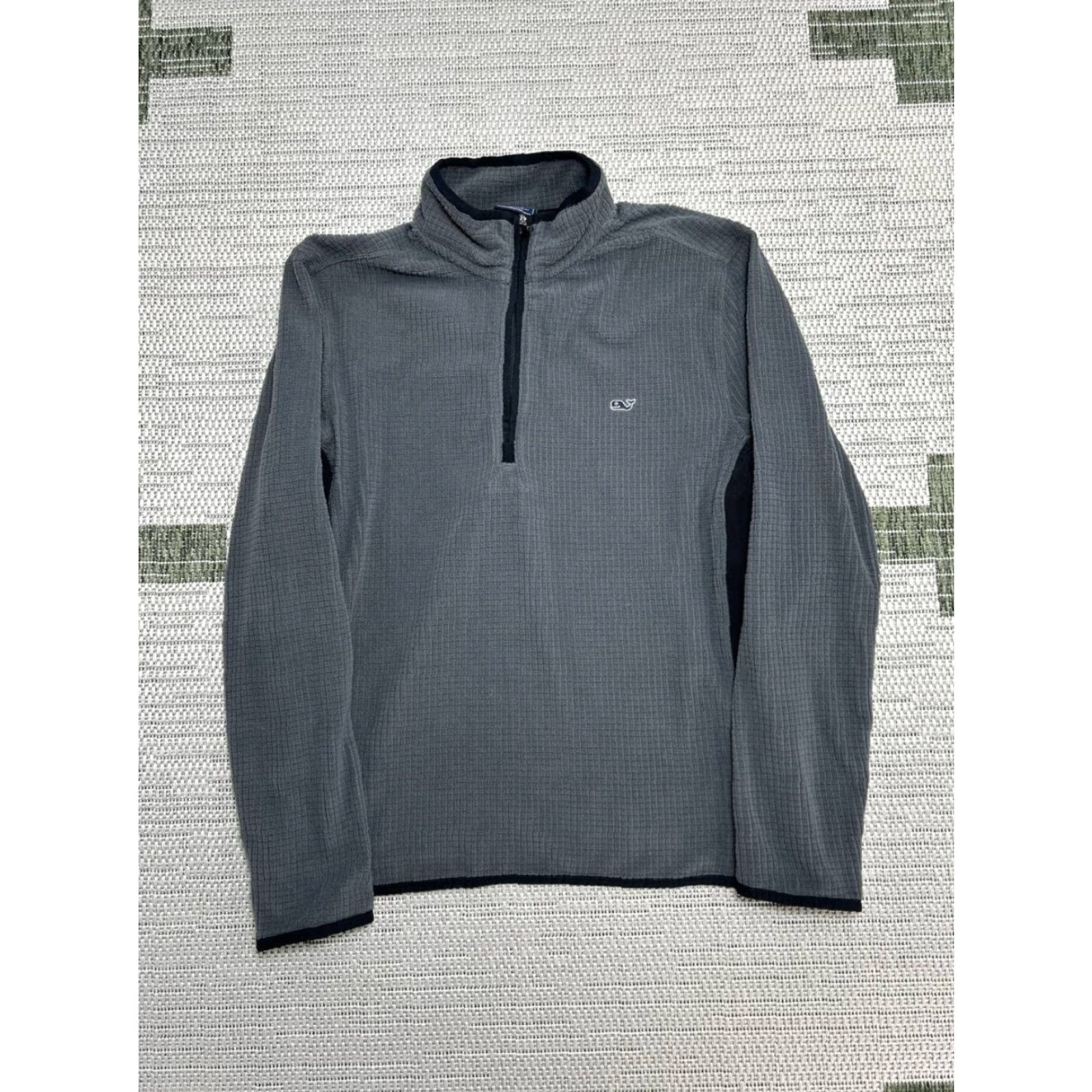 Vineyard Vines Vineyard Vines Grid Fleece Sweater Mens Small Gray Stretch Logo Quarter Zip Shirt Regular Mens Size US S / EU 44-46 / 1 - 2 Thumbnail