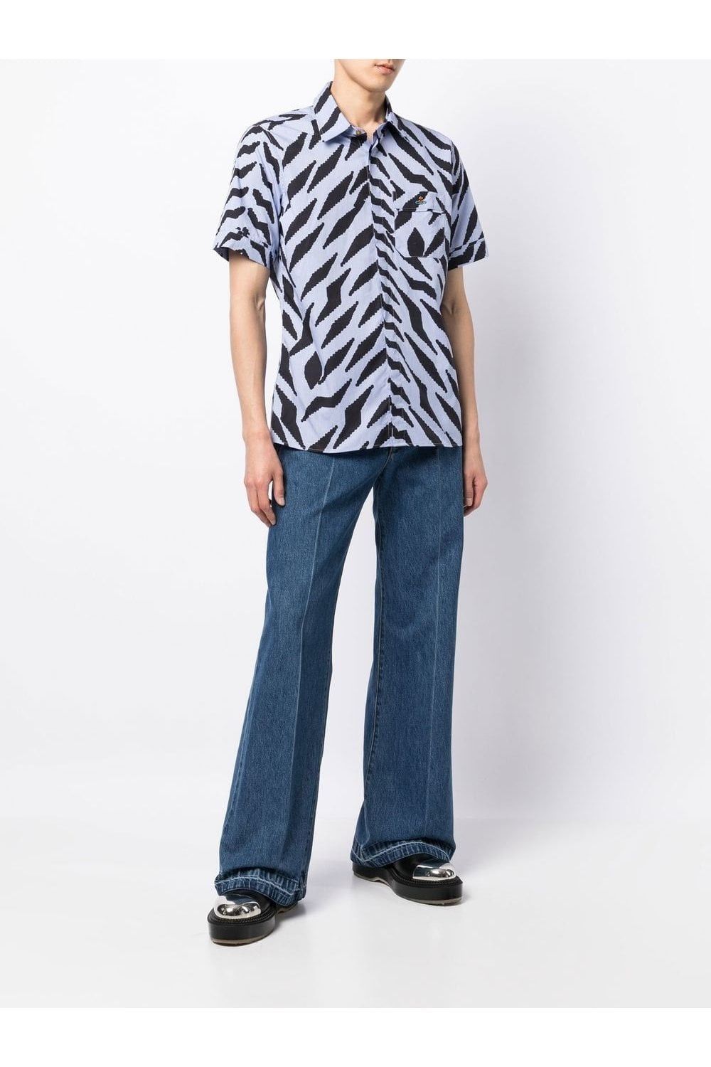 Vivienne Westwood o1y0525 Patterned Shirt in Light Blue/Black Size US M / EU 48-50 / 2 - 5 Thumbnail