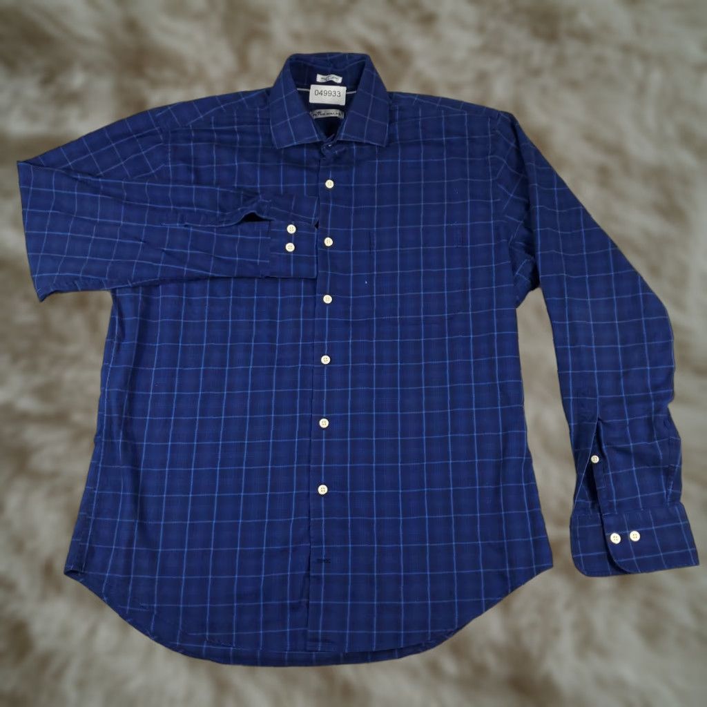 Peter Millar Peter Millar Shirt Mens Large Blue Plaid Button-Up Long Sleeve Casual Dress? Size US L / EU 52-54 / 3 - 1 Thumbnail