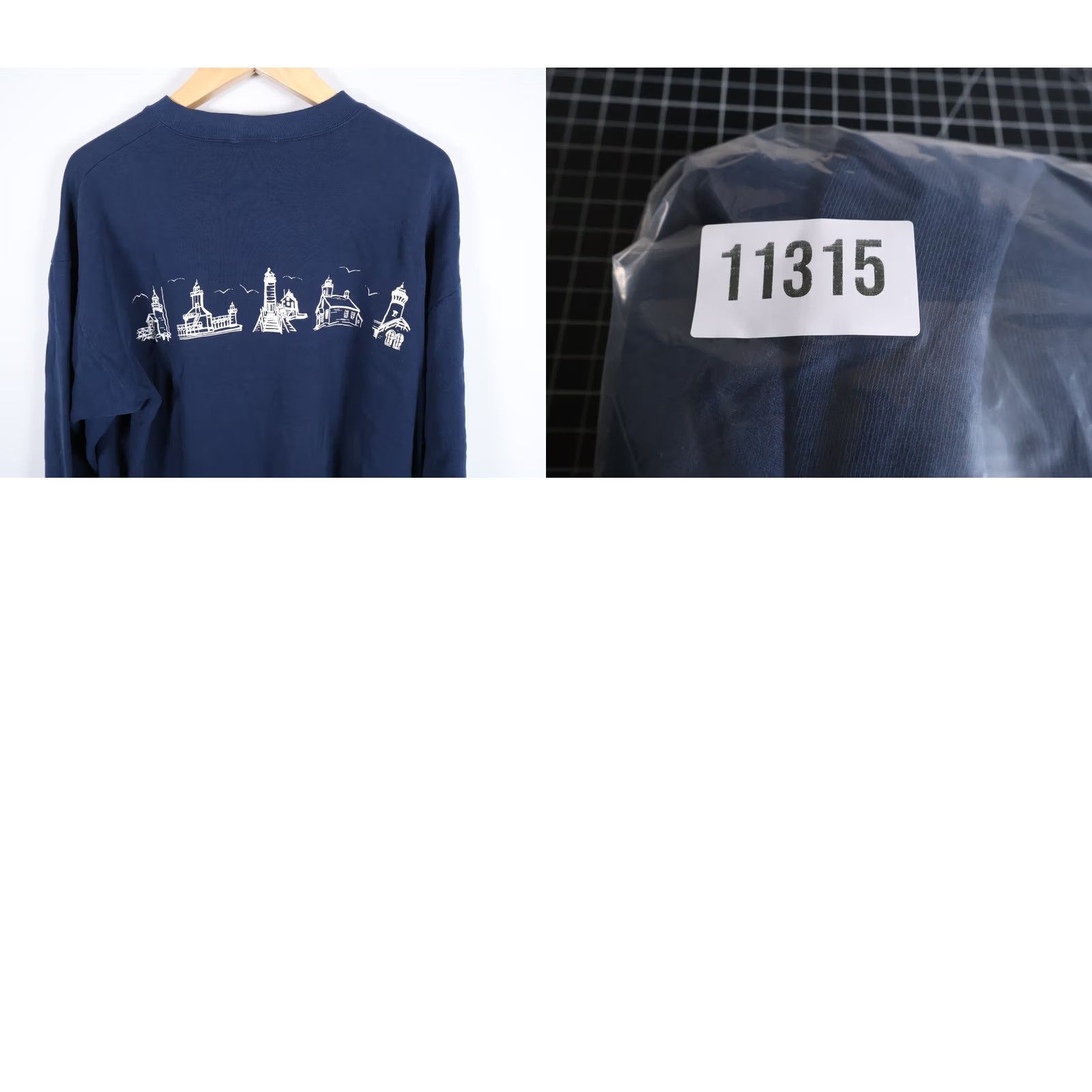 Jerzees VINTAGE Michigan Rag Co. Lighthouse Sweatshirt Jerzees 2X Blue 50/50 Crew Neck Long Sleeve Graphic Print Men Size US XXL / EU 58 / 5 - 9 Thumbnail