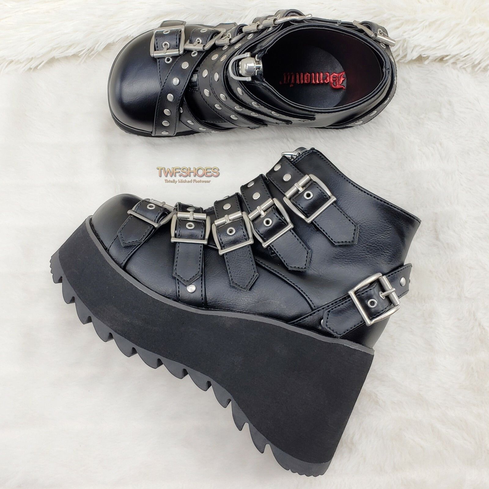 Other DEMONIA Scene 30 Black Platform Goth Punk Ankle Boots NY (U Size US 9 / IT 39 - 1 Thumbnail