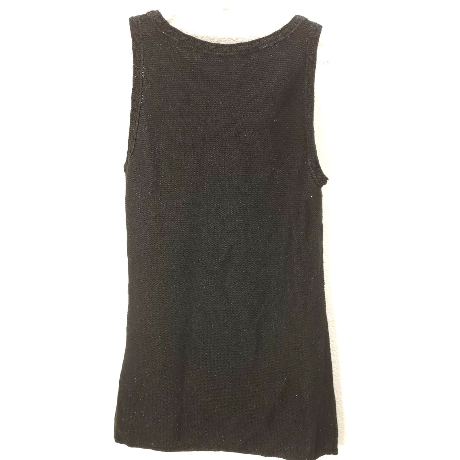 White House Black Market White House Black Market Tank Top Women's Black Micro SPARKLE Sleeveless XS Cotton Rayon Blend Round Neck Casual Regular Size XS / US 0-2 / IT 36-38 - 4 Thumbnail