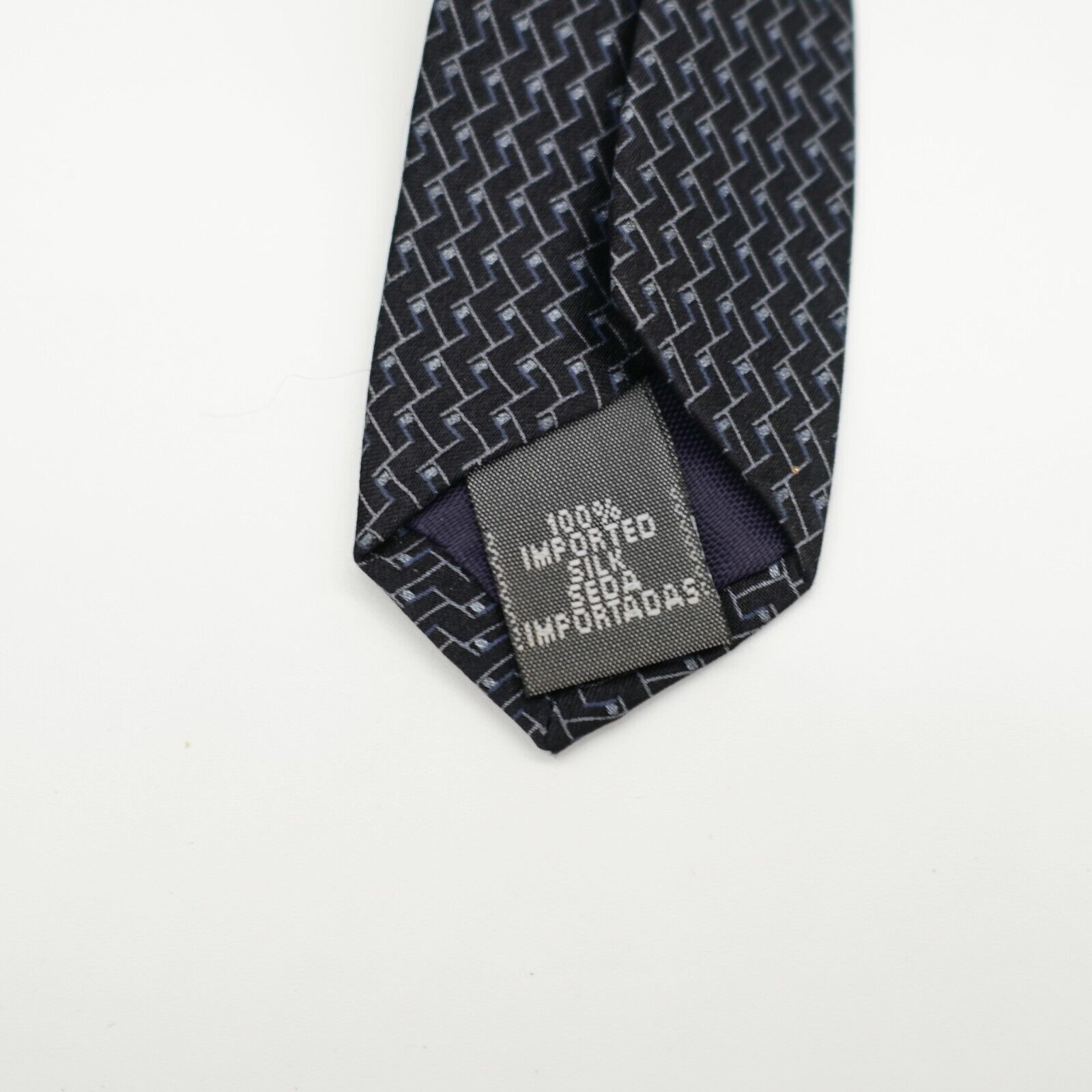 Metropolitan View Metropolitan View Black Gray Geometric Print Silk Tie Size ONE SIZE - 4 Thumbnail