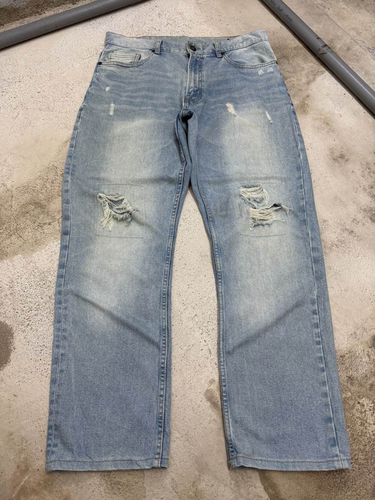 Japanese Brand Navi Distressed Lightwash Denim Pants Size US 33 - 1 Thumbnail
