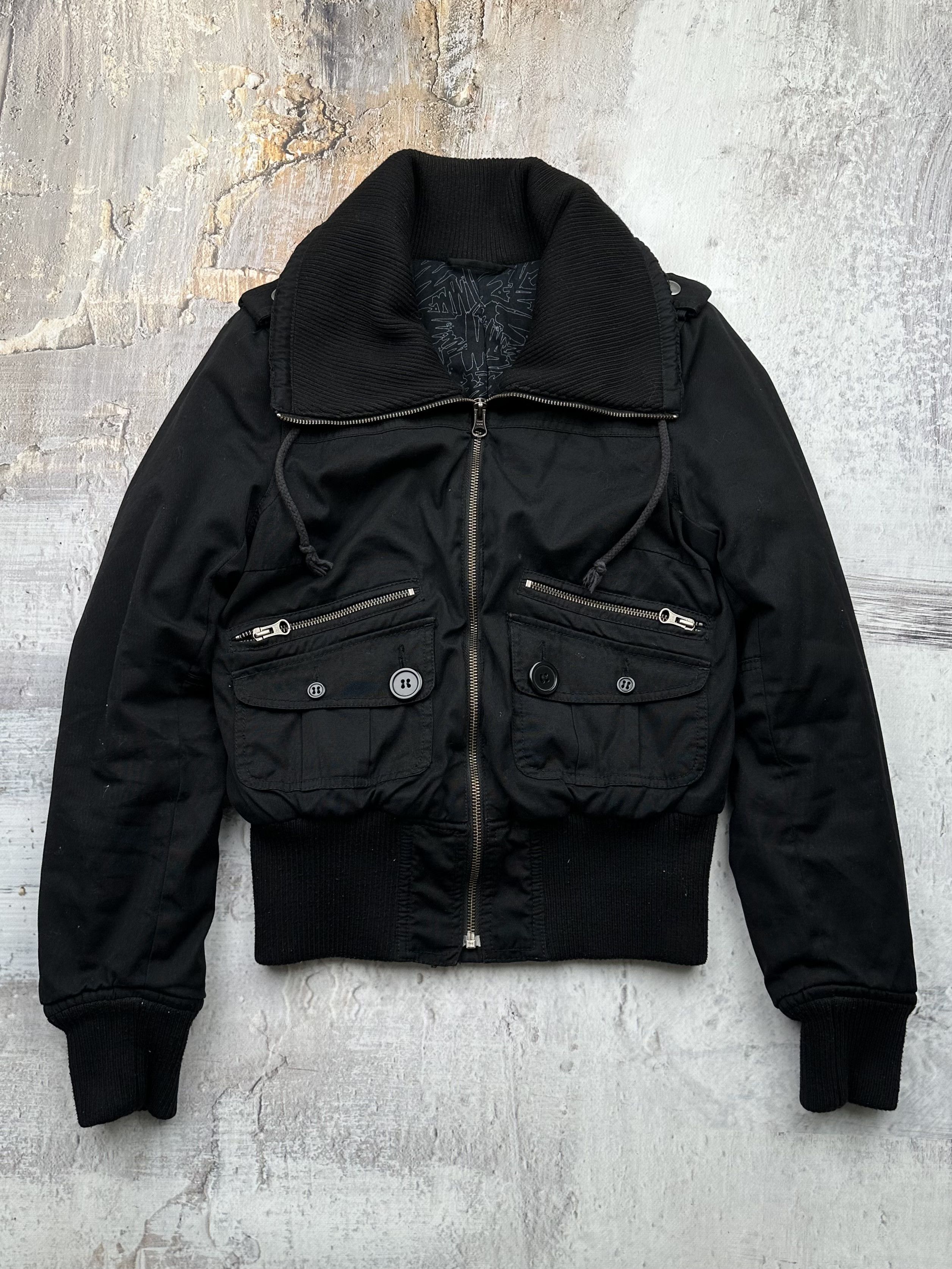 image of Avant Garde Vintage Cropped Cargo Jacket in Black, Women's (Size XS)