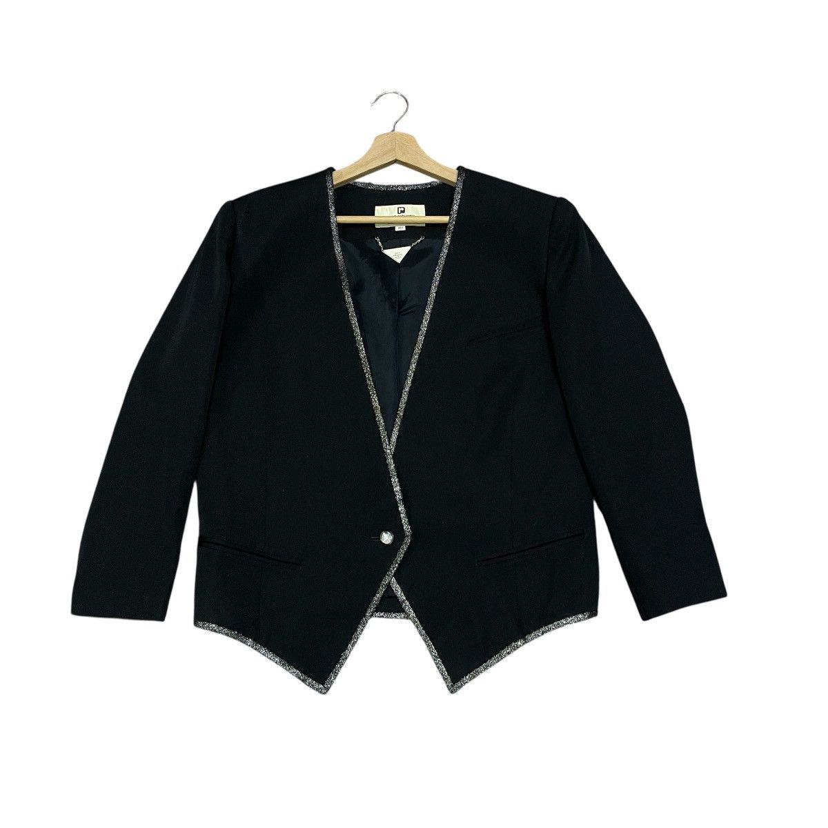 Paco Rabanne Vtg Paco Rabanne Paris V-neckline Silver Trim Outline Jacket Size M / US 6-8 / IT 42-44 - 1 Thumbnail