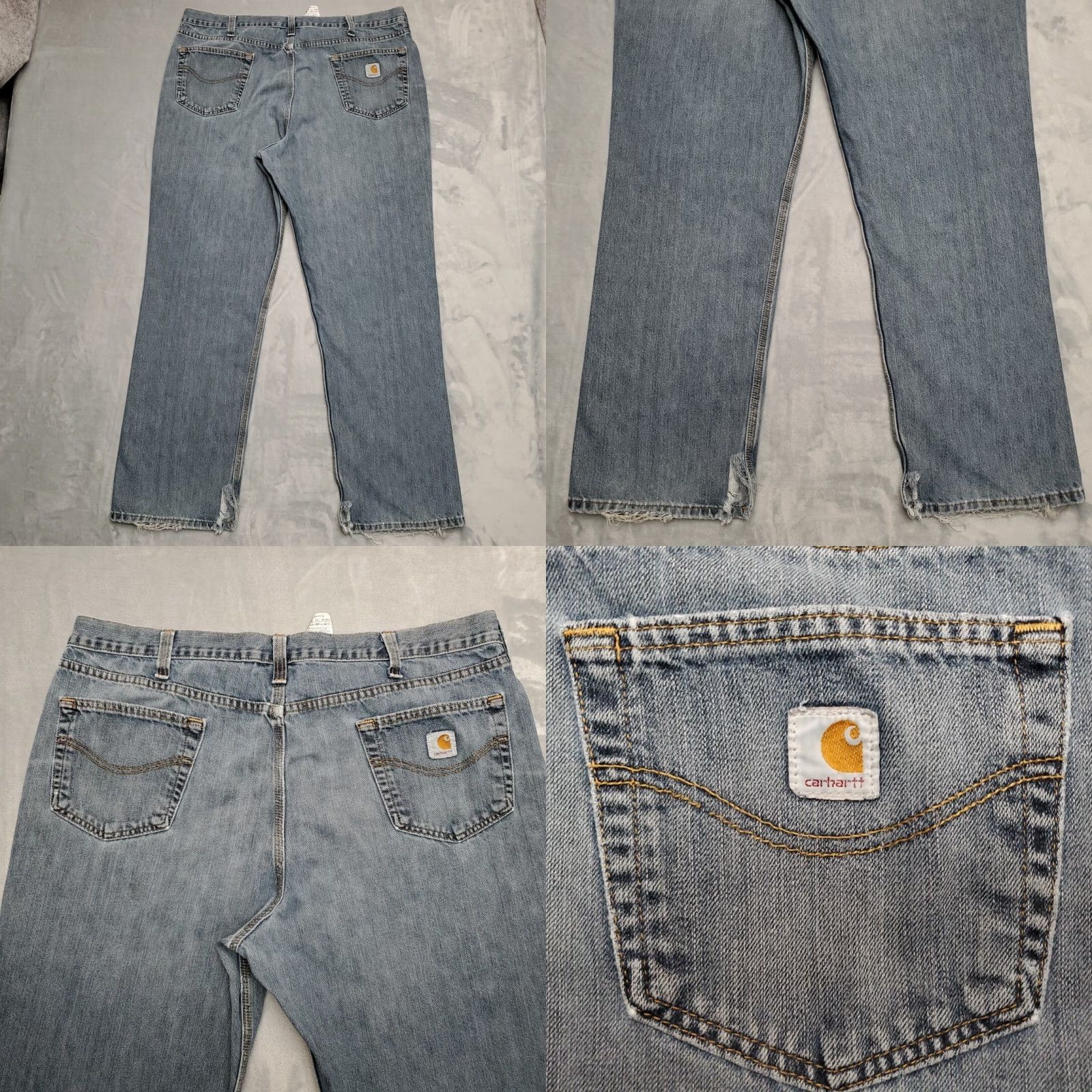 Carhartt Carhartt Jeans Men 42x34 Blue Denim Straight Leg Relaxed Fit 101483 Workwear 5-Pocket Denim Pull-On Zip Logo Belt Loops Mens Size US 42 / EU 58 - 8 Thumbnail