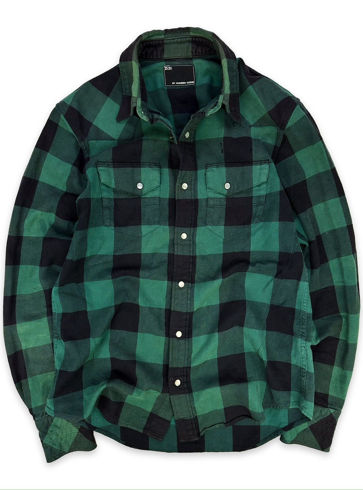 image of Number N Ine Number (N)Ine Green Checkered Flannel Shirt, Men's (Size Small)