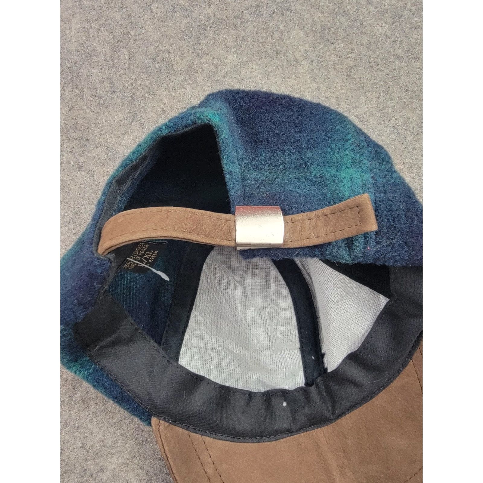 Vintage VINTAGE Structure Hat Cap Strap Back Large XL Wool Plaid Leather 90s Mens Blue Green Tweed Baseball Cap Adjustable Lined Men Size ONE SIZE - 5 Thumbnail