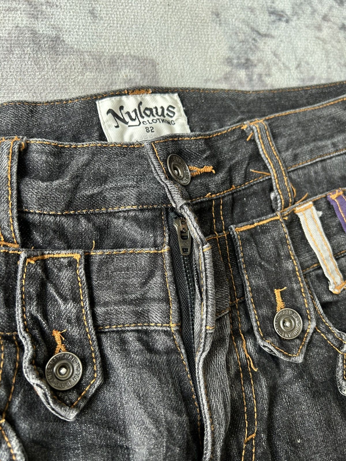 20471120 Nylaus Punk Double Waist Black Denim Size US 30 / EU 46 - 7 Thumbnail