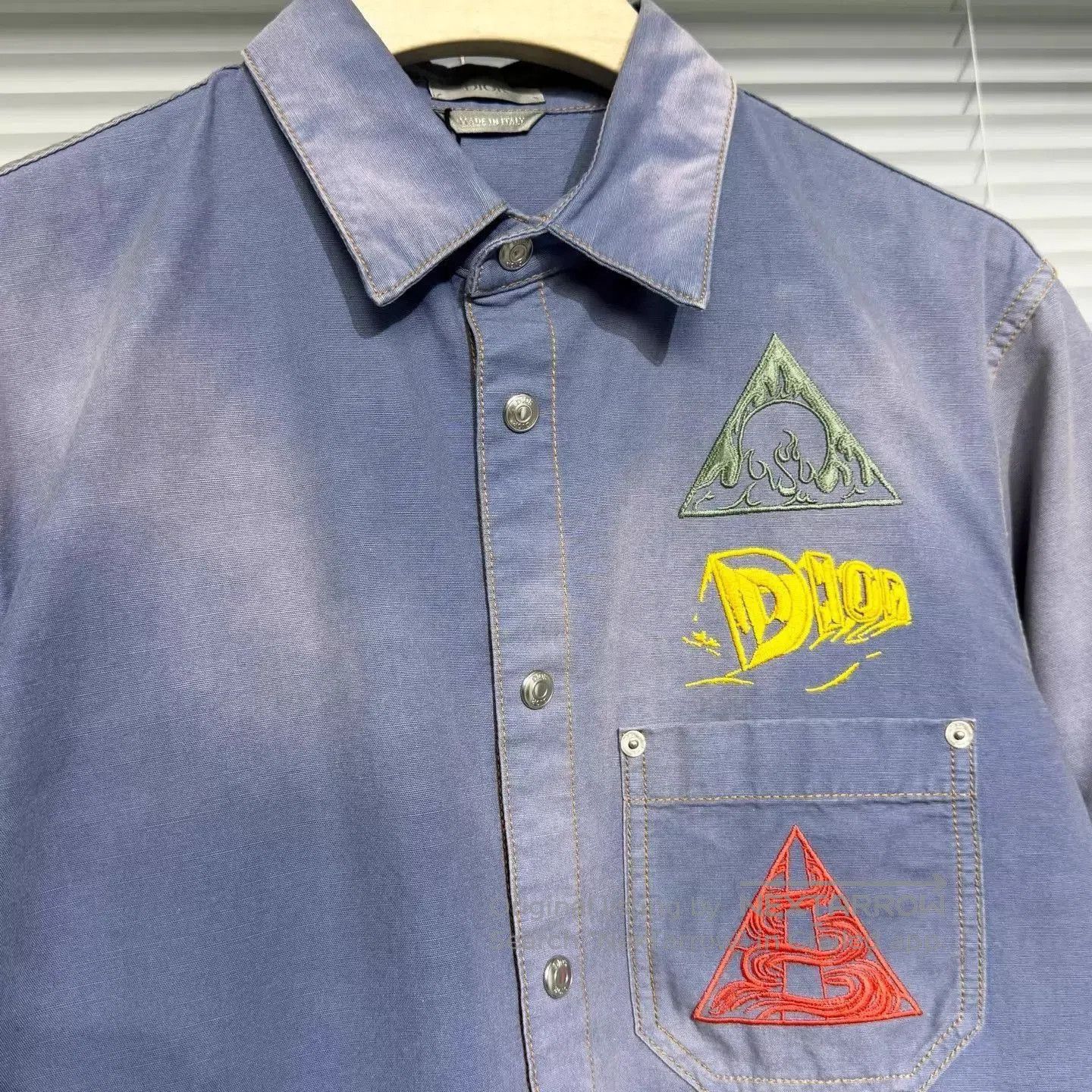 Dior Blue Embroidered Long Sleeve Button. Size US M / EU 48-50 / 2 - 4 Thumbnail