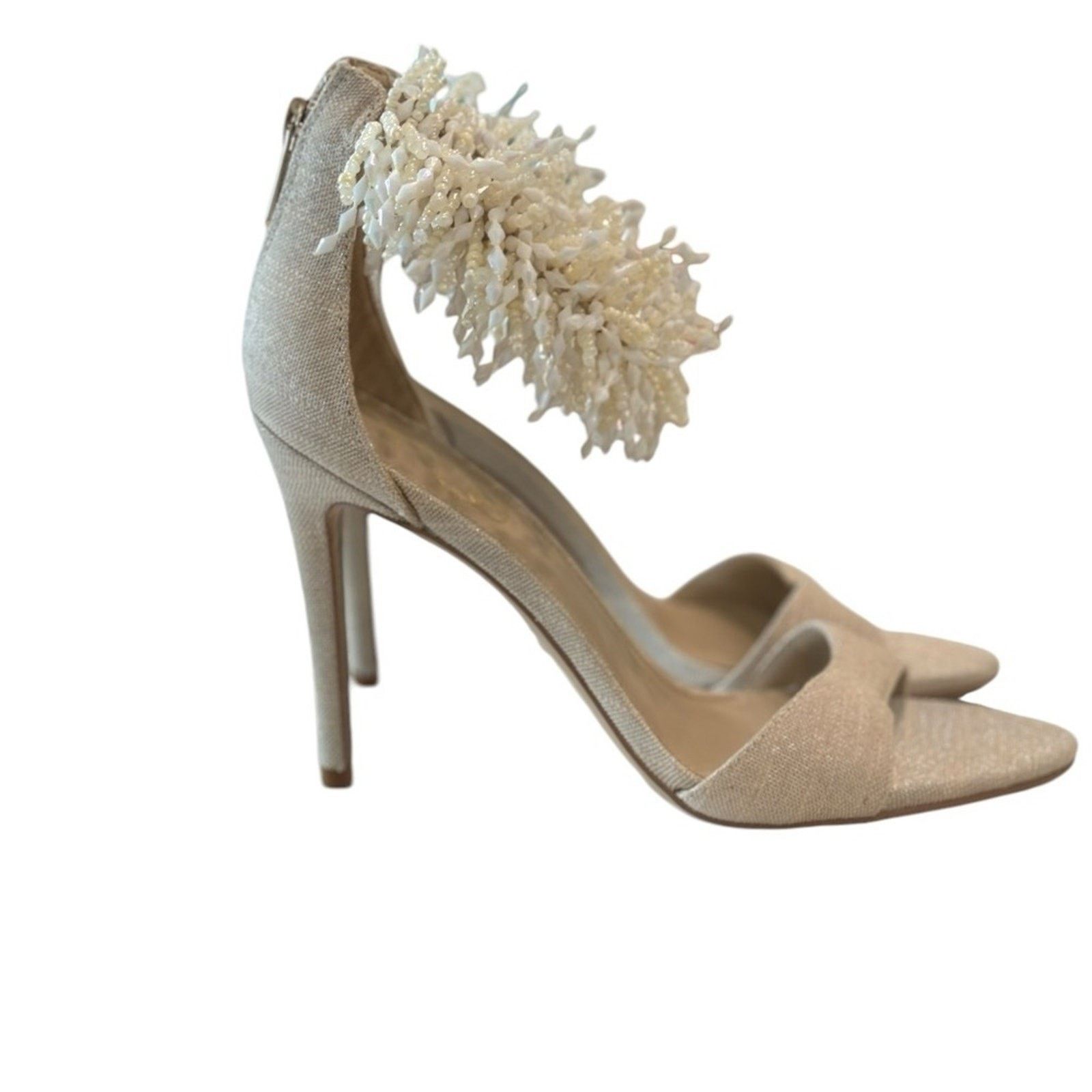 Sam Edelman Sam Edelman Gillie Sand Linen Beaded Heels Womens Size 8 Size US 8 / IT 38 - 10 Thumbnail