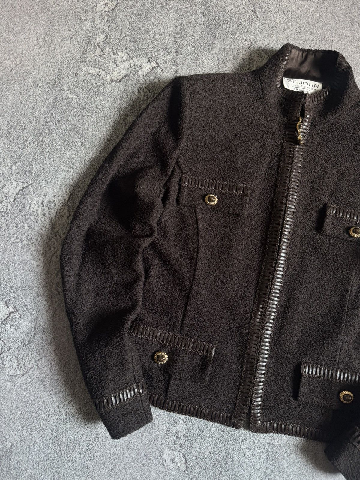 St. John ST.JOHN by Marie Gray 10USA zip brown blazer wool jacket Size L / US 10 / IT 46 - 2 Thumbnail