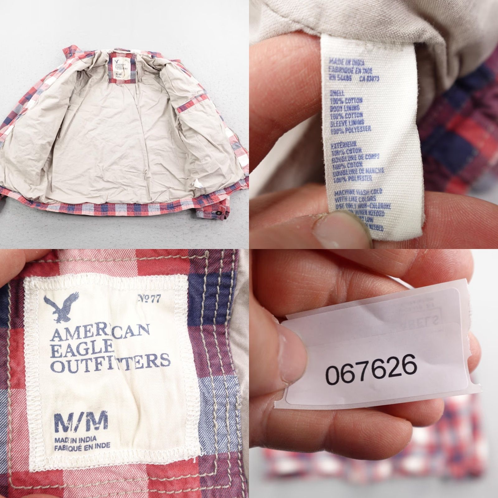 American Eagle Outfitters VINTAGE American Eagle Jacket Mens M Chore Coat Red White Blue Lined Cotton Casual Workwear 90s Plaid Bomber Zip Pockets Collared Shirt? Size US M / EU 48-50 / 2 - 8 Thumbnail