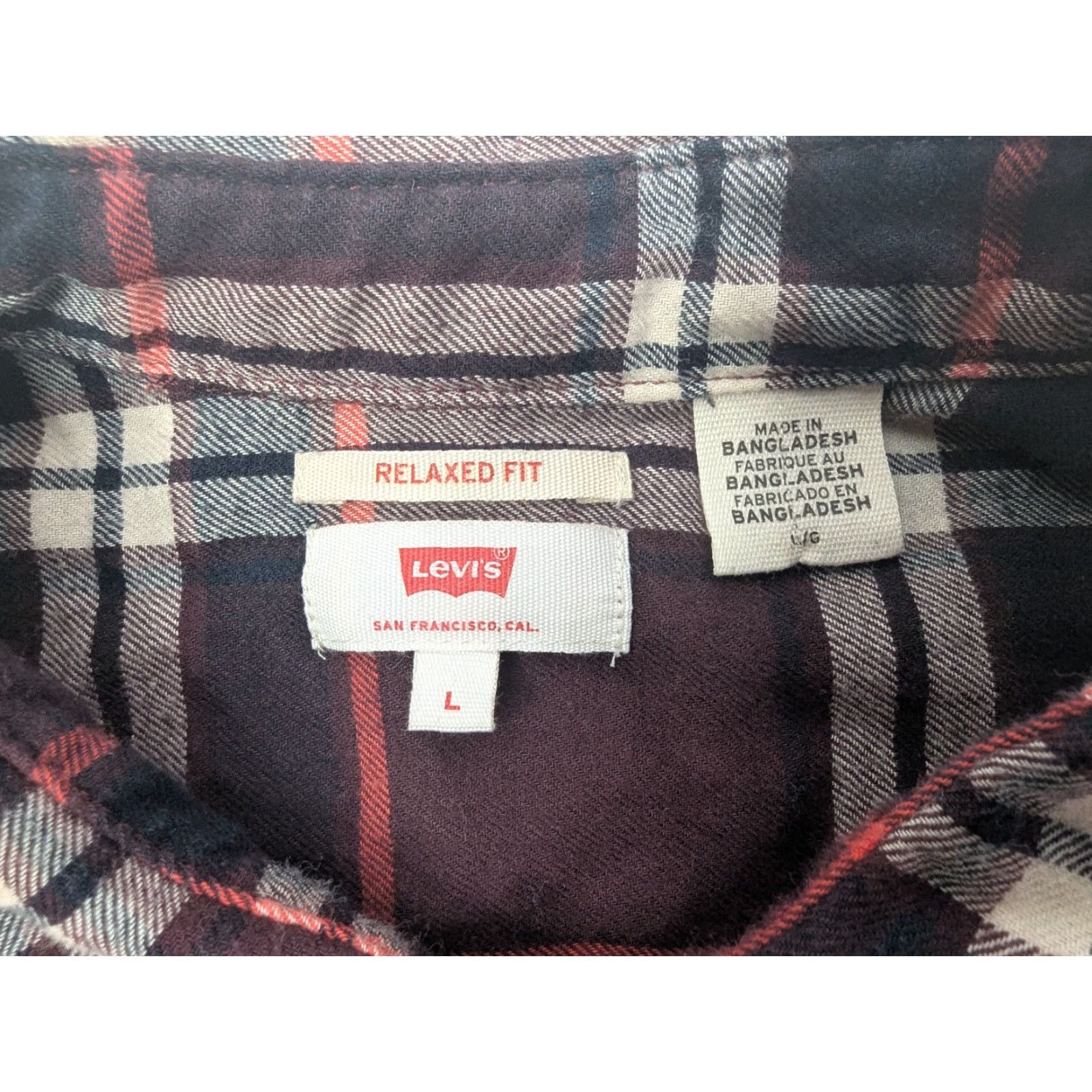 Levi's Levi's Flannel Shirt Women's Large Burgundy Check Plaid Tartan Relaxed Fit Size L / US 10 / IT 46 - 6 Thumbnail