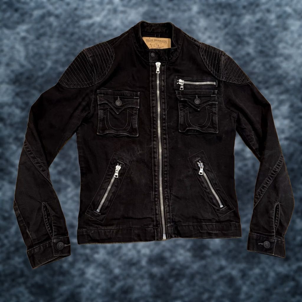 True Religion VINTAGE True Religion Moto Jacket Mens S Black Denim Motorcycle Biker Zip Pockets Size US S / EU 44-46 / 1 - 1 Thumbnail