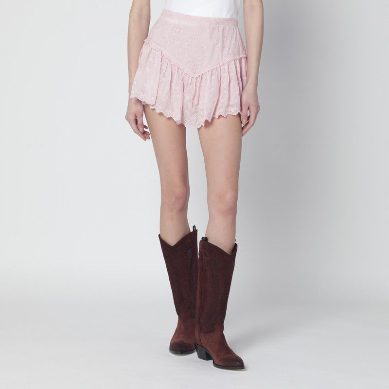 Isabel Marant Zoelia Light Pink Shorts With Embroidery