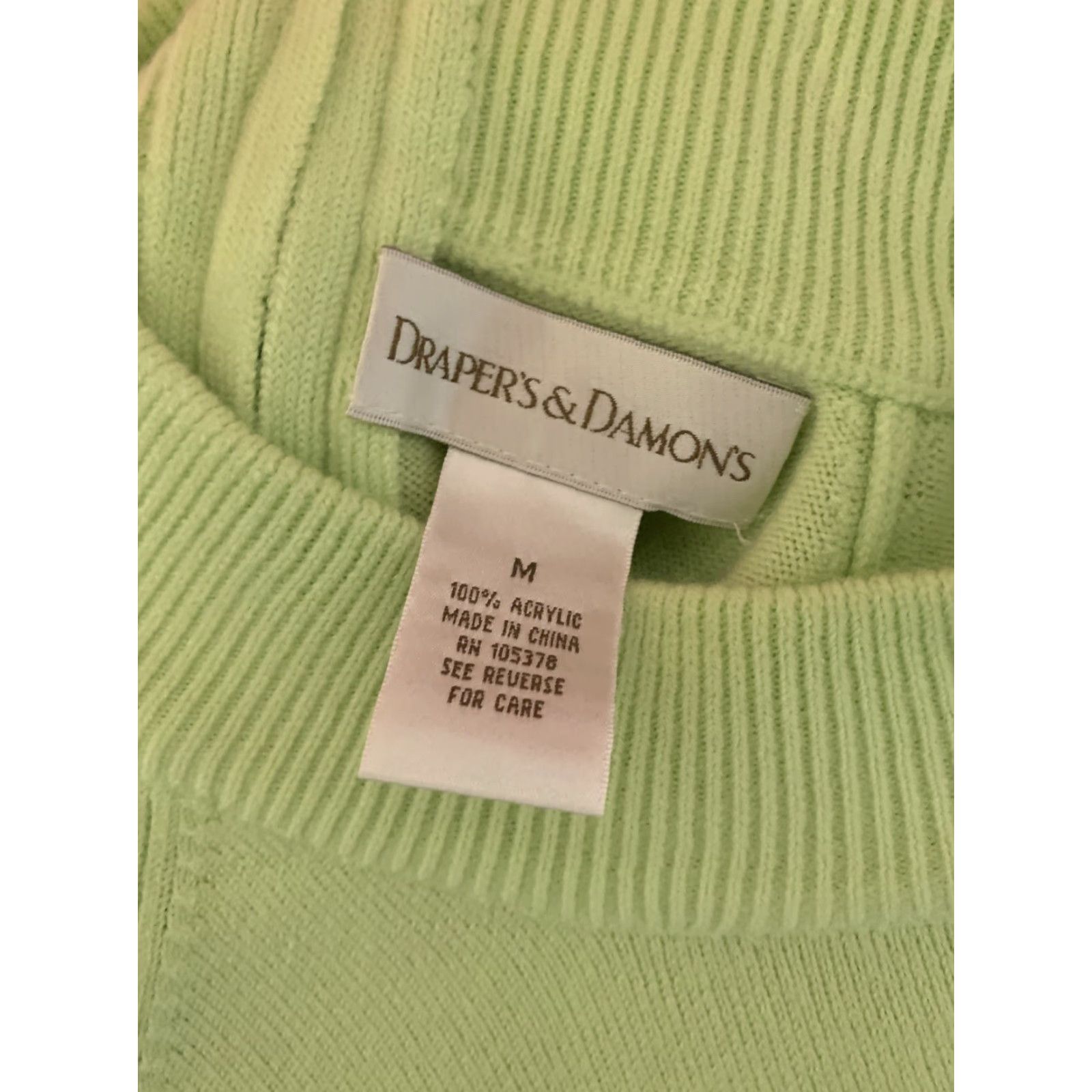 Vintage Draper's & Damon's Spring Green Women's Medium Sweater Mock Turtleneck Size M / US 6-8 / IT 42-44 - 6 Thumbnail
