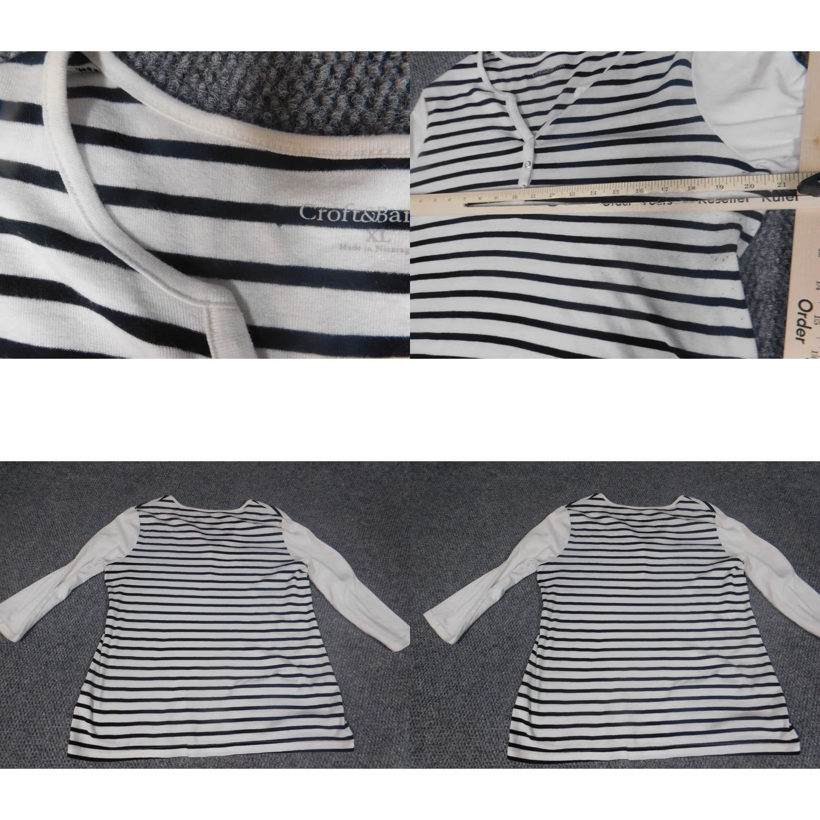 Croft & Barrow Croft & Barrow Womens Shirt XL White Crew Neck Pullover Cotton Polyester Rayon Striped Casual Size XL / US 12-14 / IT 48-50 - 8 Thumbnail