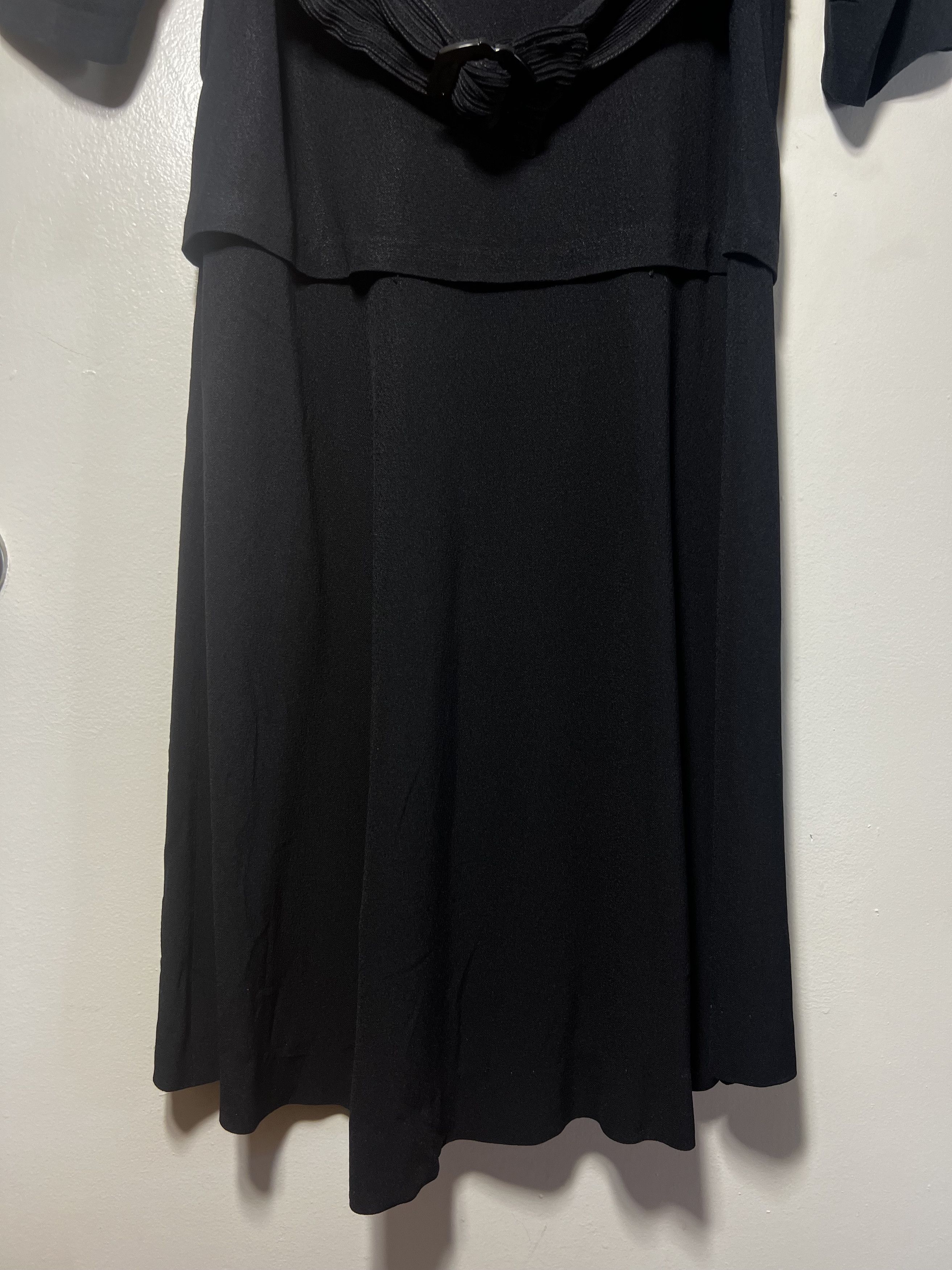 Vintage Vintage 1940's Black Sheer Ruched Afternoon Dress Size L / US 10 / IT 46 - 7 Thumbnail