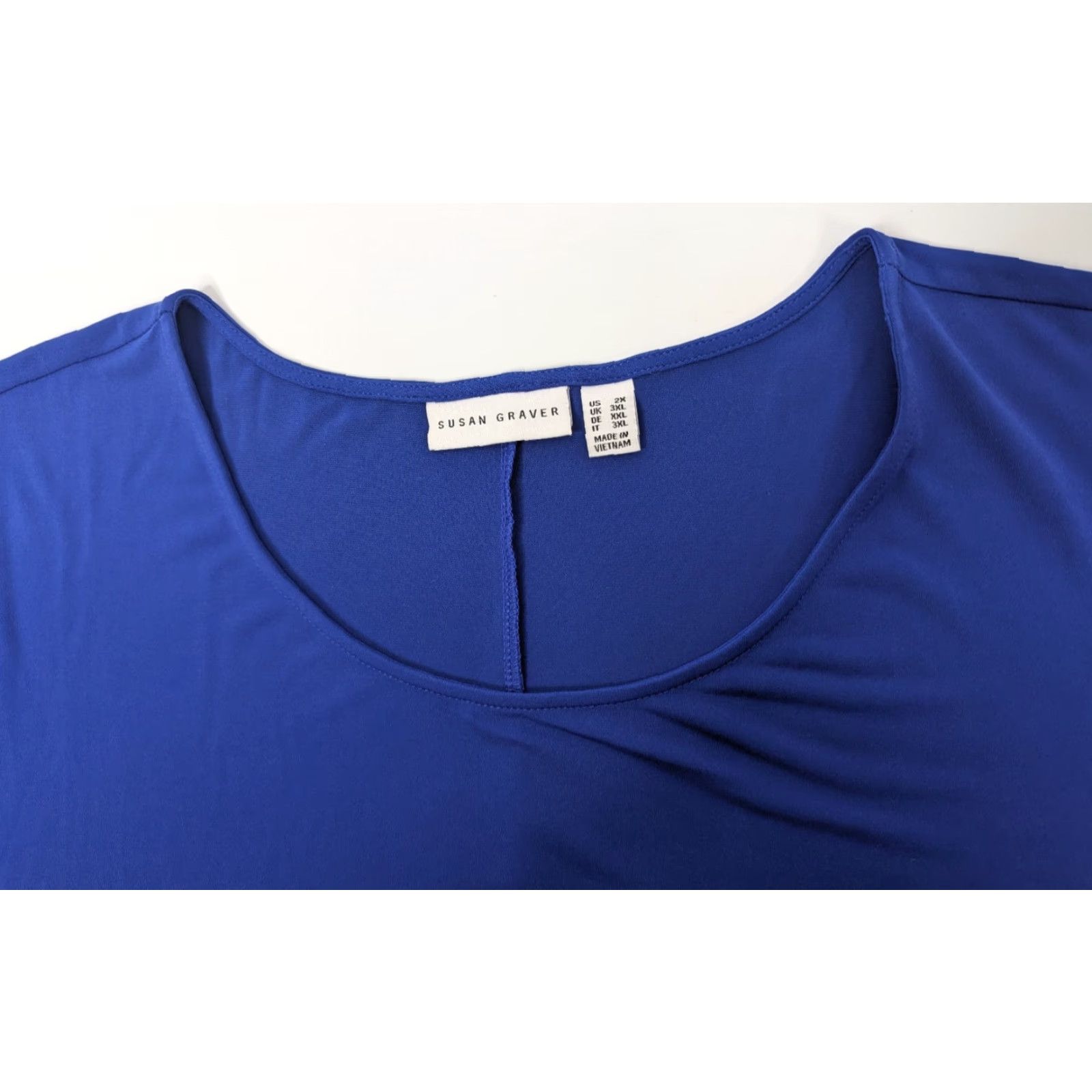 Vintage Susan Graver Dress 2X Royal Blue Liquid Knit Stretchy Slinky Casual Swing Size XXL / US 16-18 / IT 52-54 - 7 Thumbnail