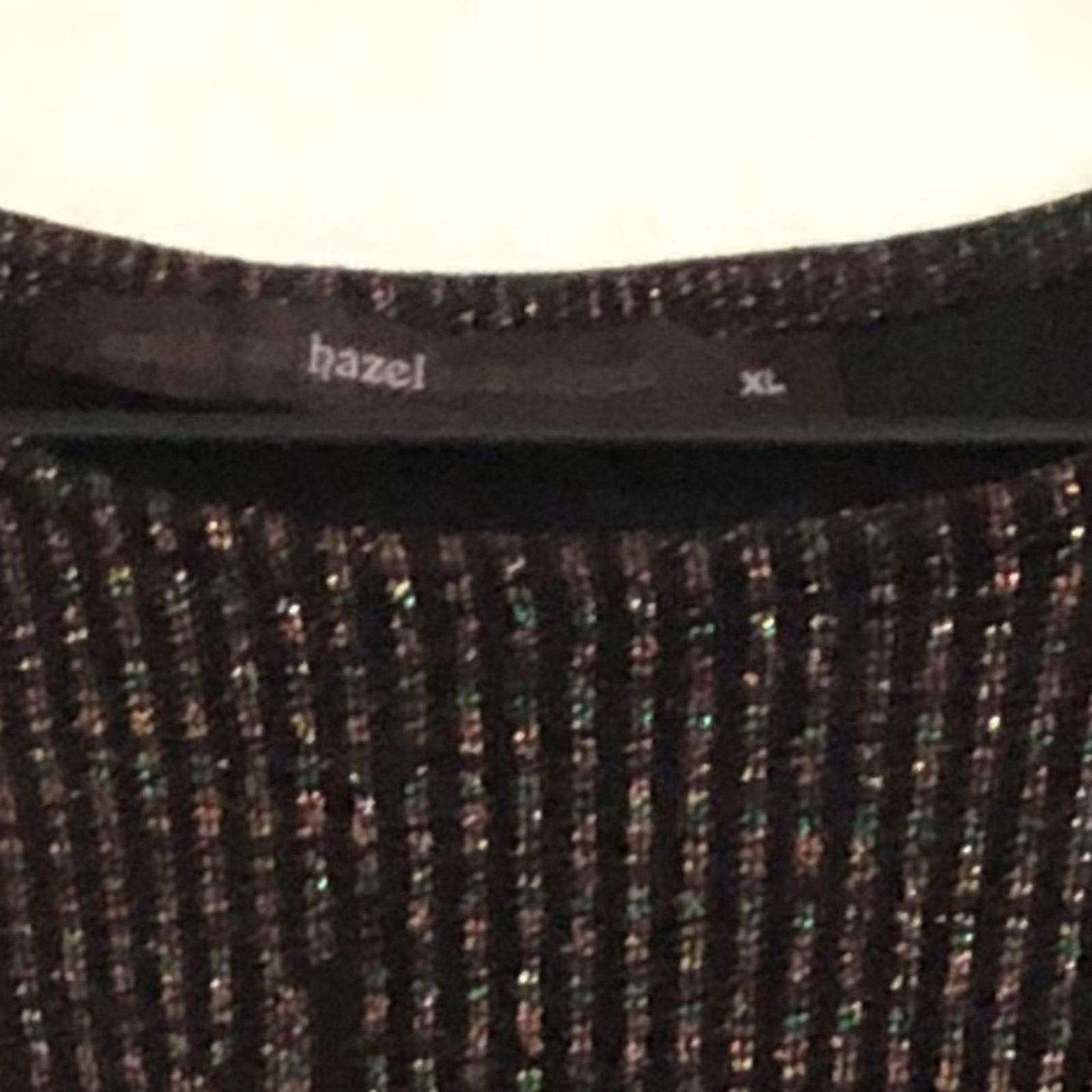 Other Hazel Black Sparkly Metallic Long Sleeve Tie Blouse Top Size XL / US 12-14 / IT 48-50 - 6 Thumbnail