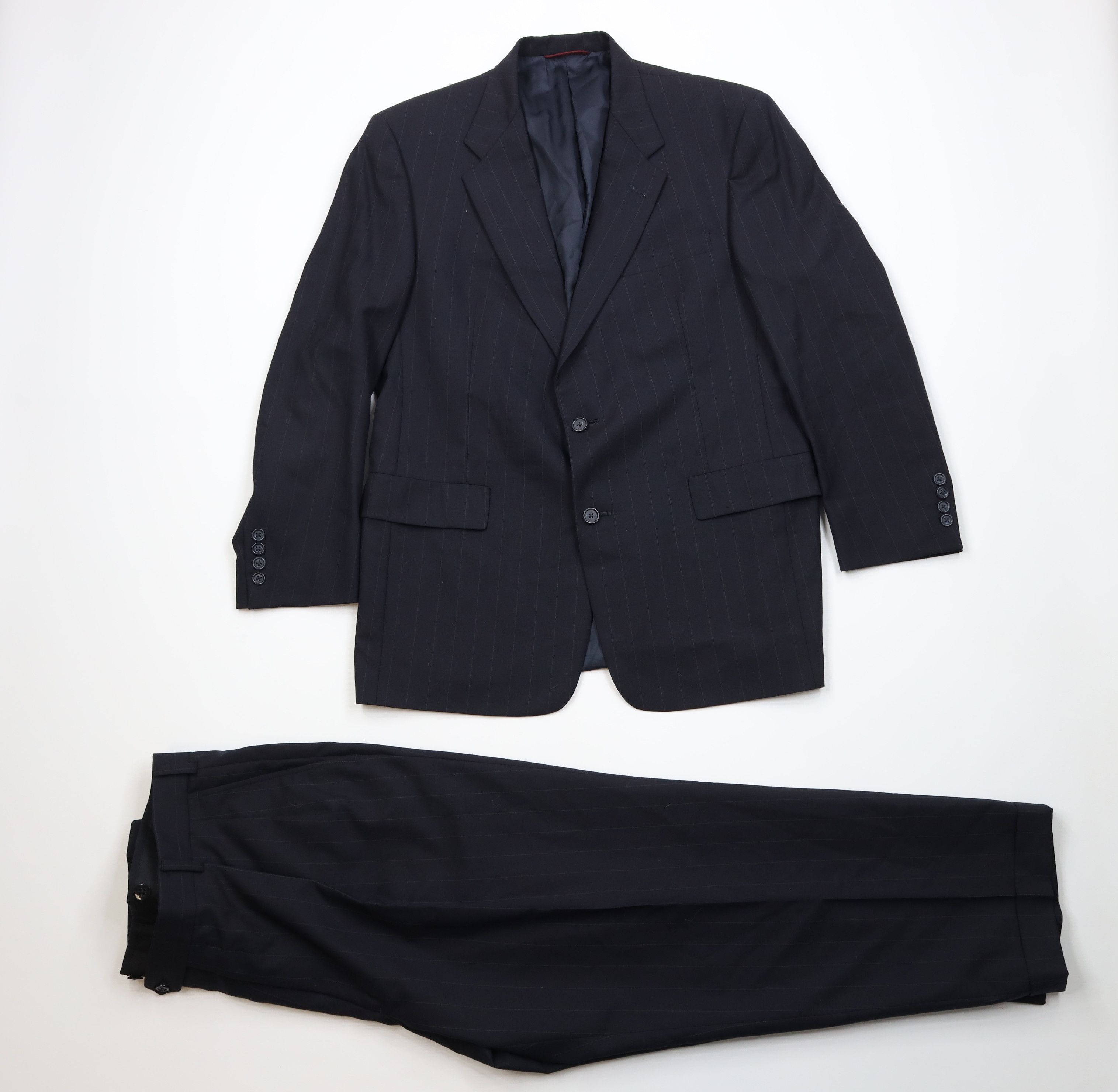 Vintage 90s Streetwear 2 Piece Super 100s Wool Striped Suit