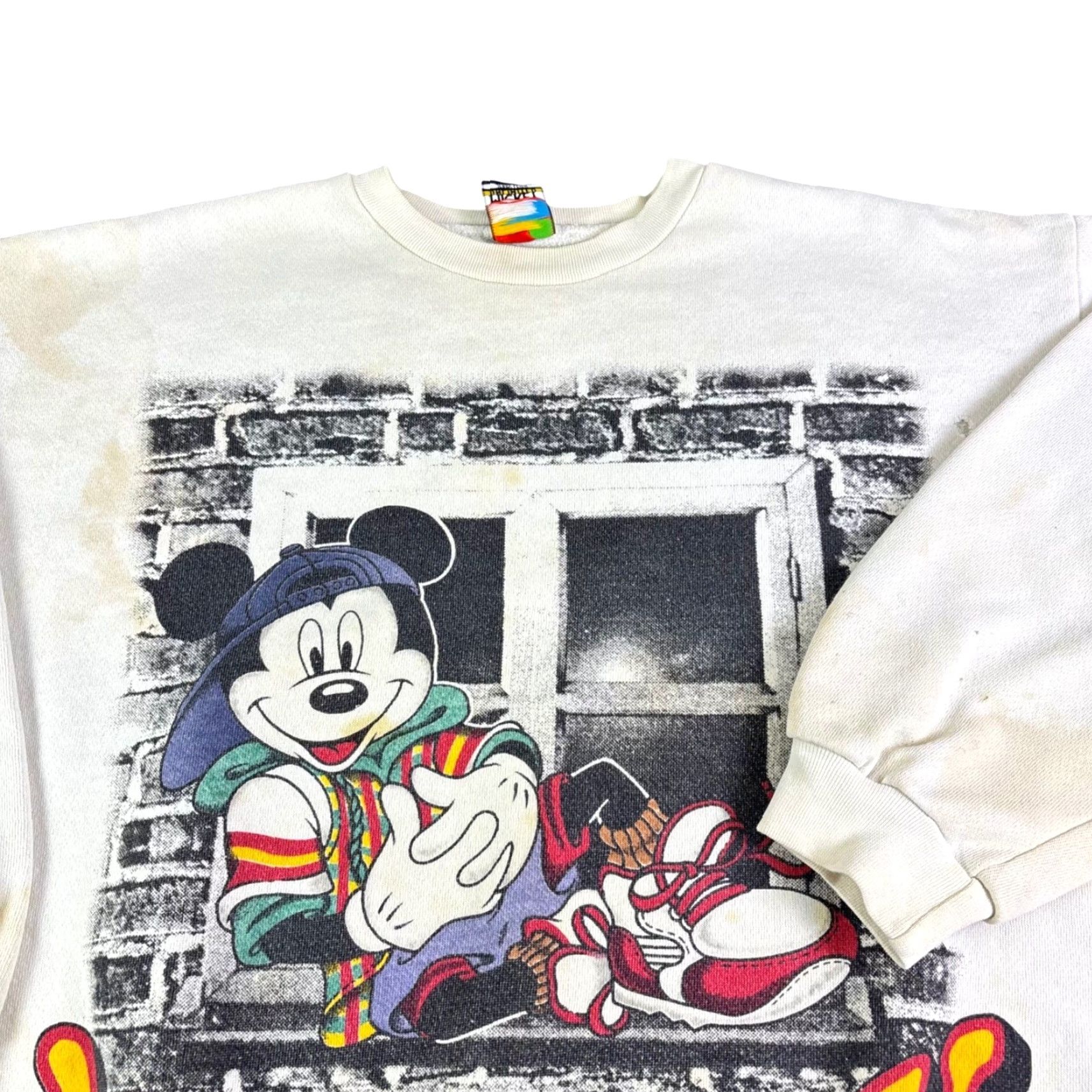 Mickey Unlimited VINTAGE Mickey Unlimited Sweatshirt Cream XL 90s Distressed Graphic Print Mickey Mouse Crew Neck Unisex Adults Men Women Size US XL / EU 56 / 4 - 2 Thumbnail