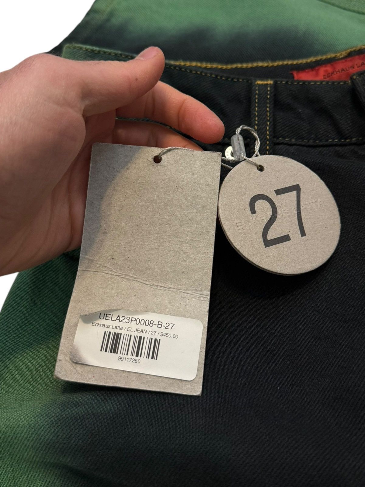 Eckhaus Latta El Jean Green Black (Dyed Denim) Size US 27 - 9 Thumbnail