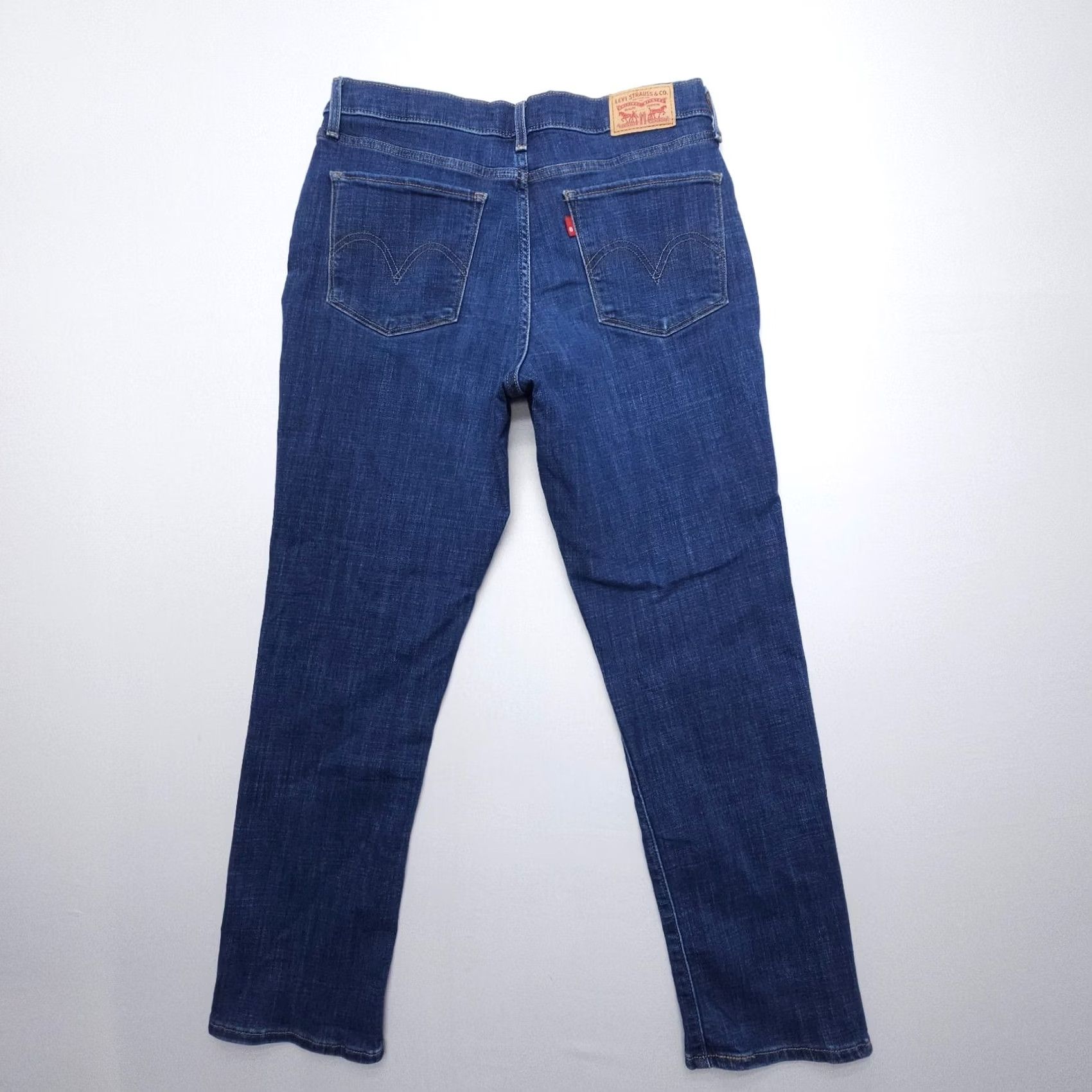 Levi's Levi's Classic Straight Jeans Womens 29 x 27 Dark Wash Blue Mid Rise Stretch Size 29" - 2 Thumbnail