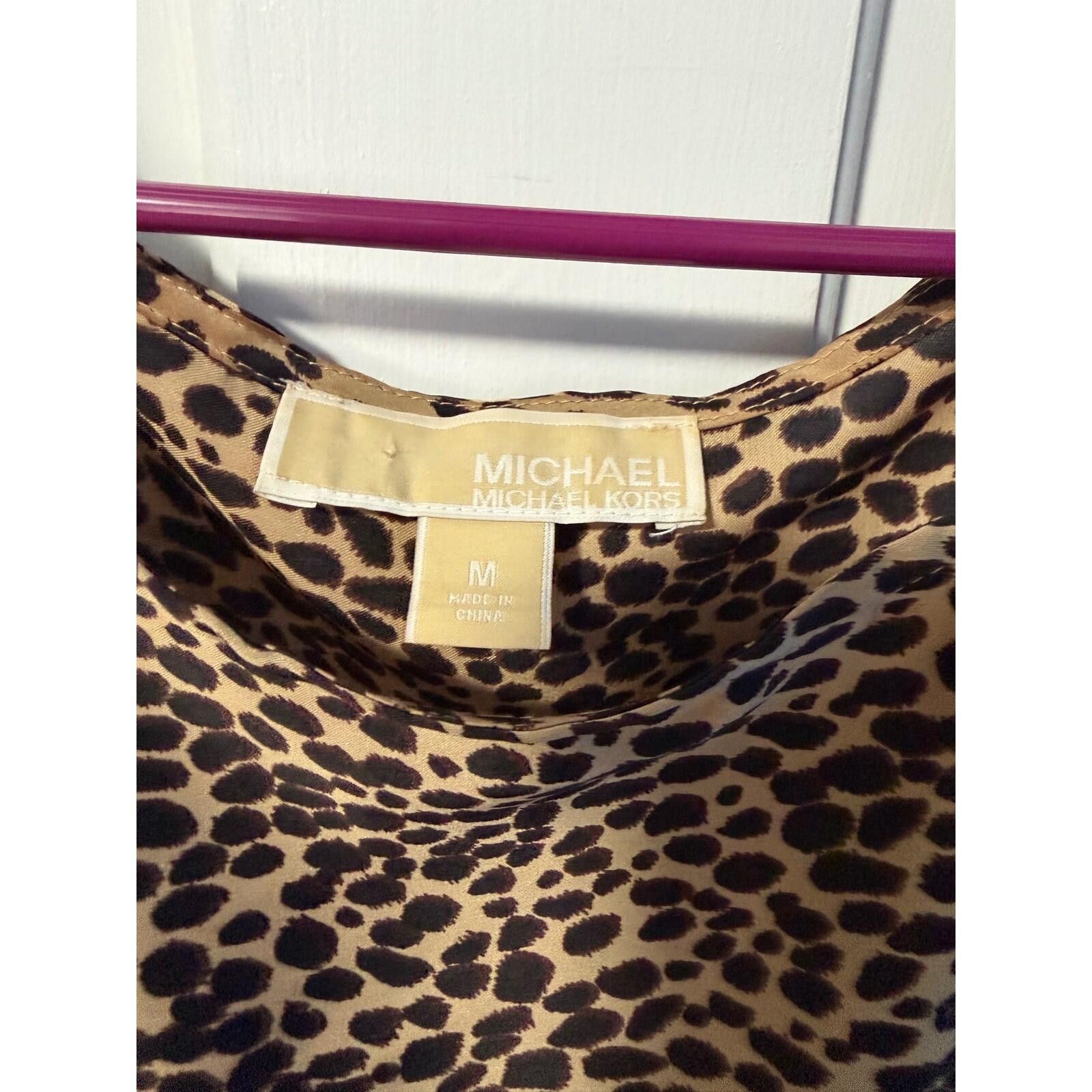 Michael Kors Michael Kors Cold Shoulder Blouse Womens M Tan Cheetah Print Size M / US 6-8 / IT 42-44 - 2 Thumbnail