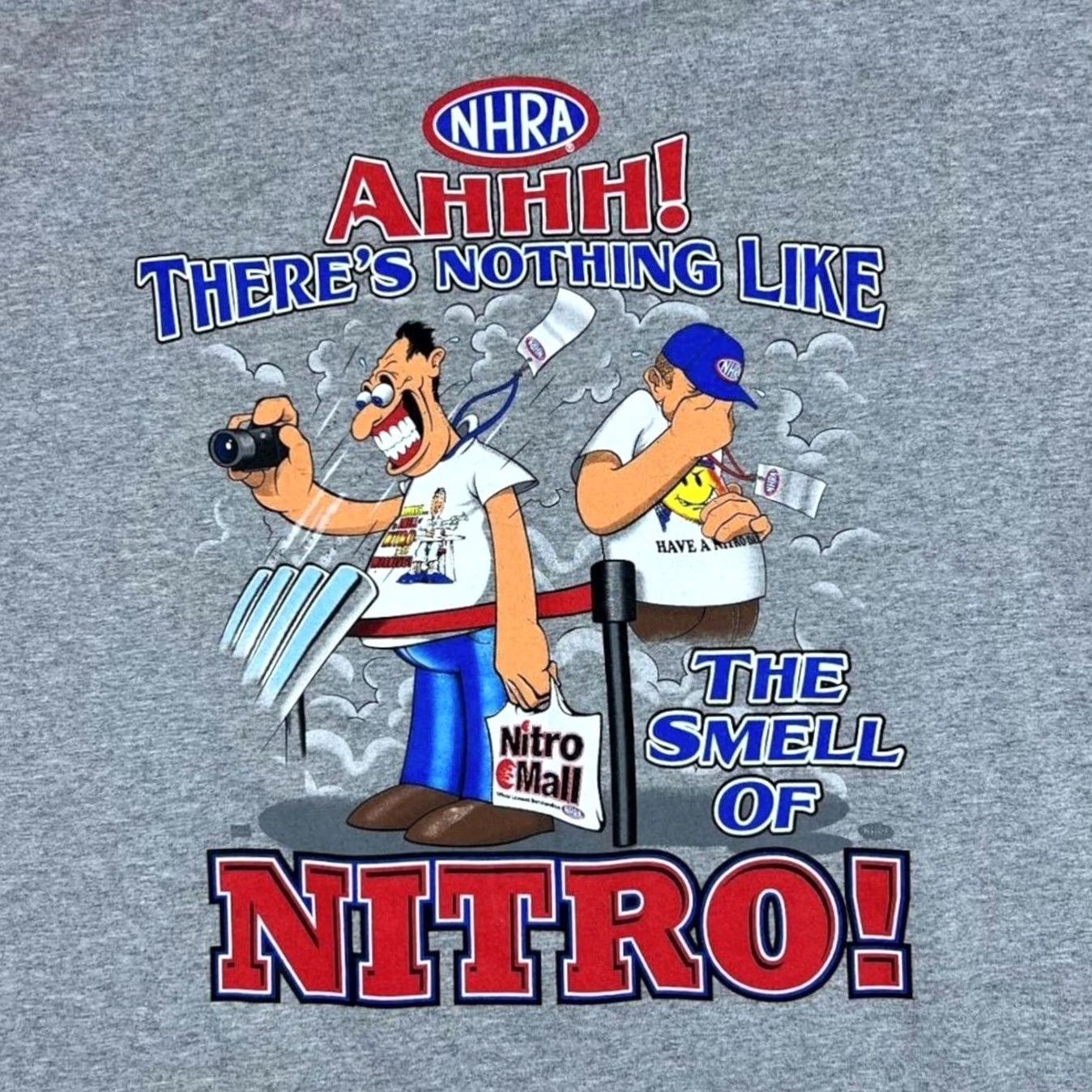 Anvil VINTAGE Anvil NHRA "Nitro" Motorsports Racing Spellout Graphic Grey T-Shirt XXL Mens Short Sleeve Cotton Graphic print to front and back Size US XXL / EU 58 / 5 - 4 Thumbnail