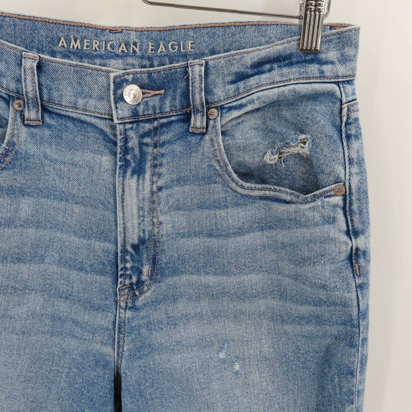 American Eagle Outfitters American Eagle Outfitters Women 12 Highest Rise 90s Boyfriend Distressed Blue Denim Jeans Size 34" / US 12 / IT 48 - 3 Thumbnail
